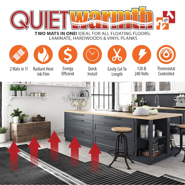 QuietWarmth QWARM3X166F120 Floor Heating Mat, Black
