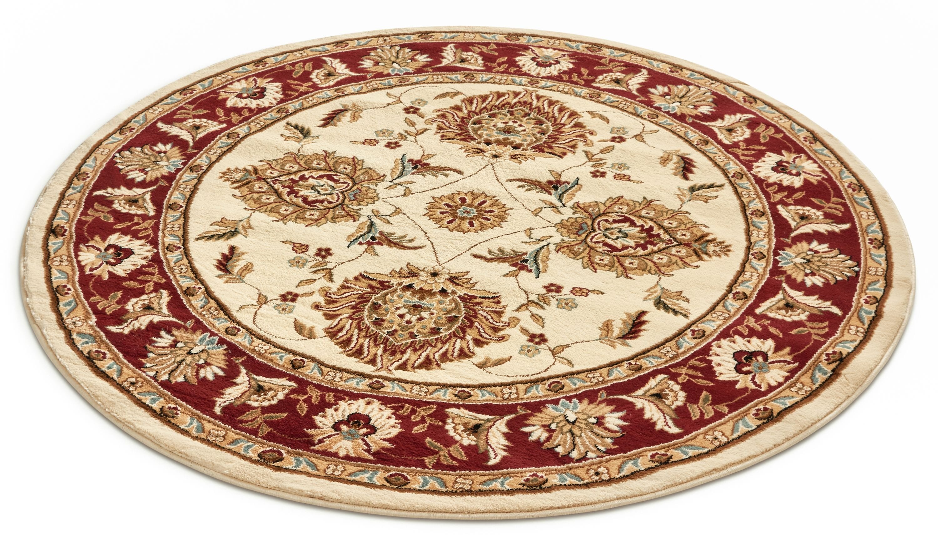 Well Woven 36020 5 x 5 (ft) Loomed Polypropylene Ivory Round Indoor Medallion Persian Area rug