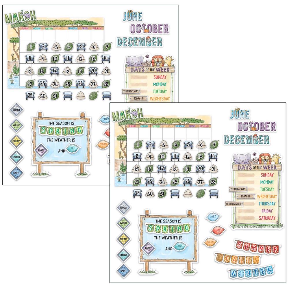Creative Teaching Press CTP3999-2 Safari Friends Calendar Bulletin Board Set, 2 Sets