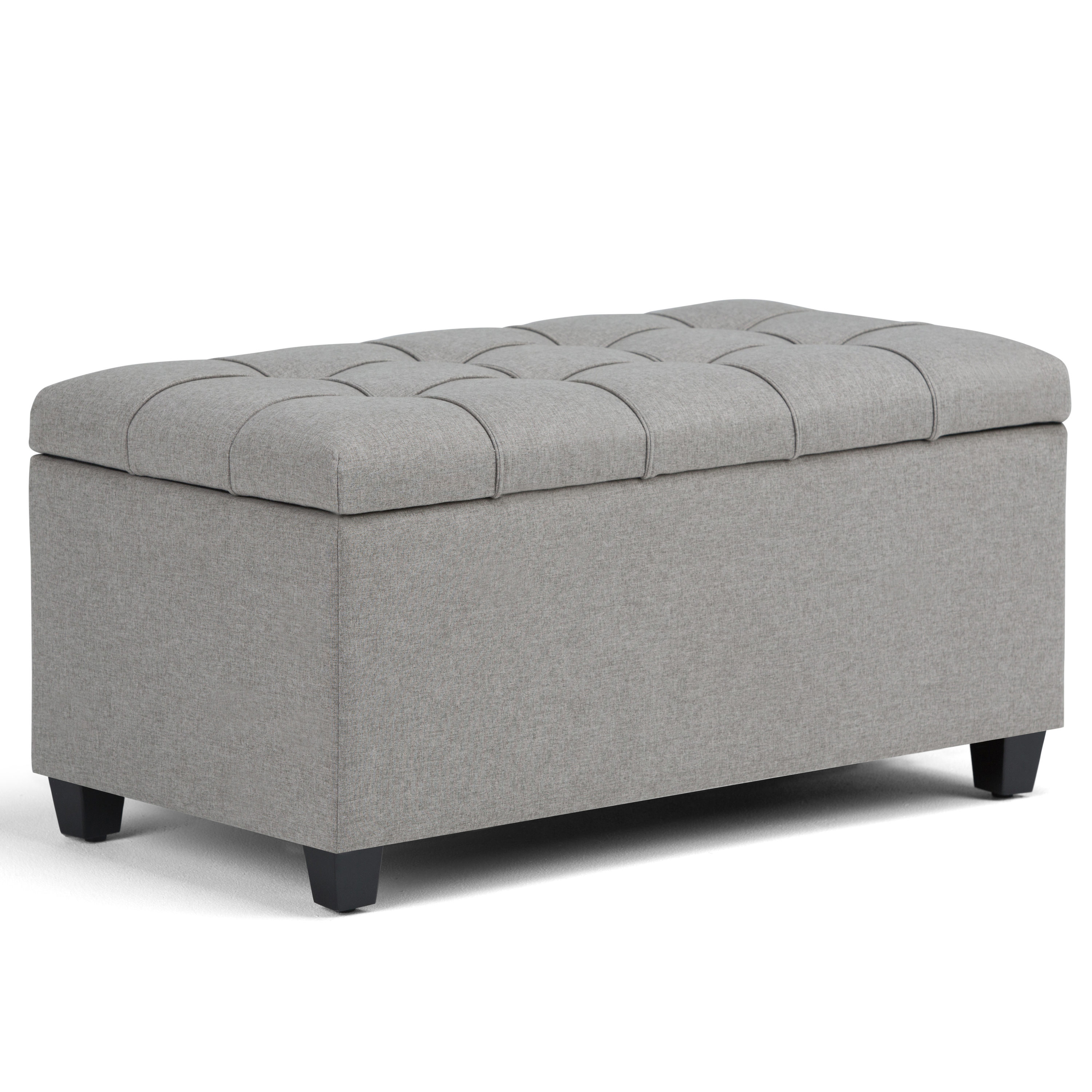 Simpli Home AXCOT-258-LGL Sienna Casual Dove Grey Storage Ottoman