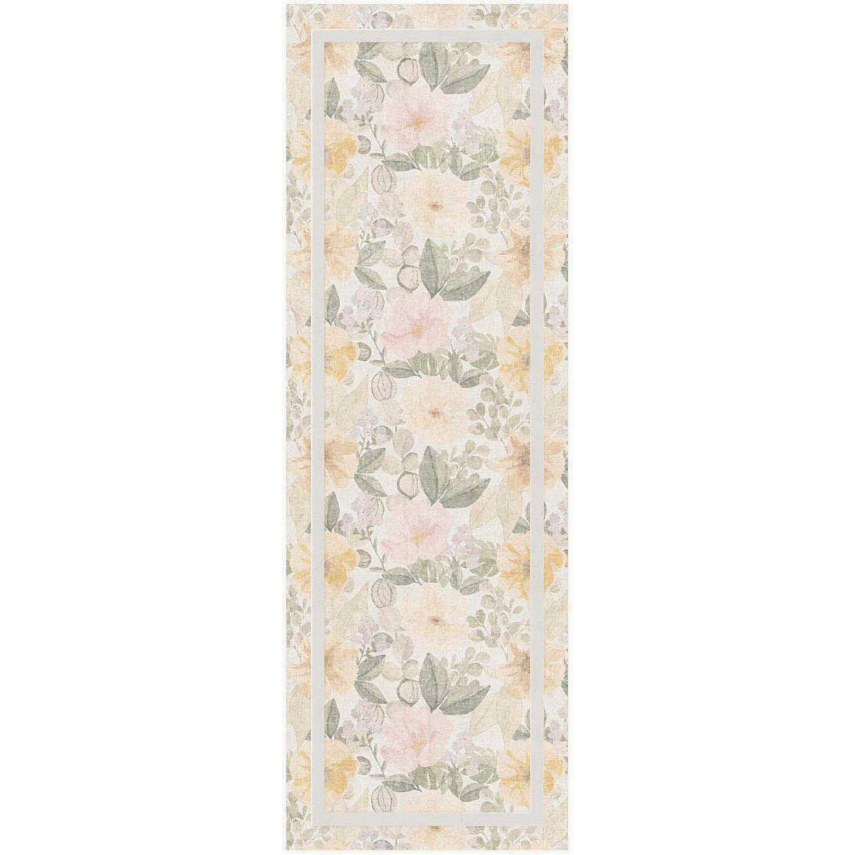  Home Botanical Washables 6 ft Runner Ivory Multicolor Indoor Runner Rug