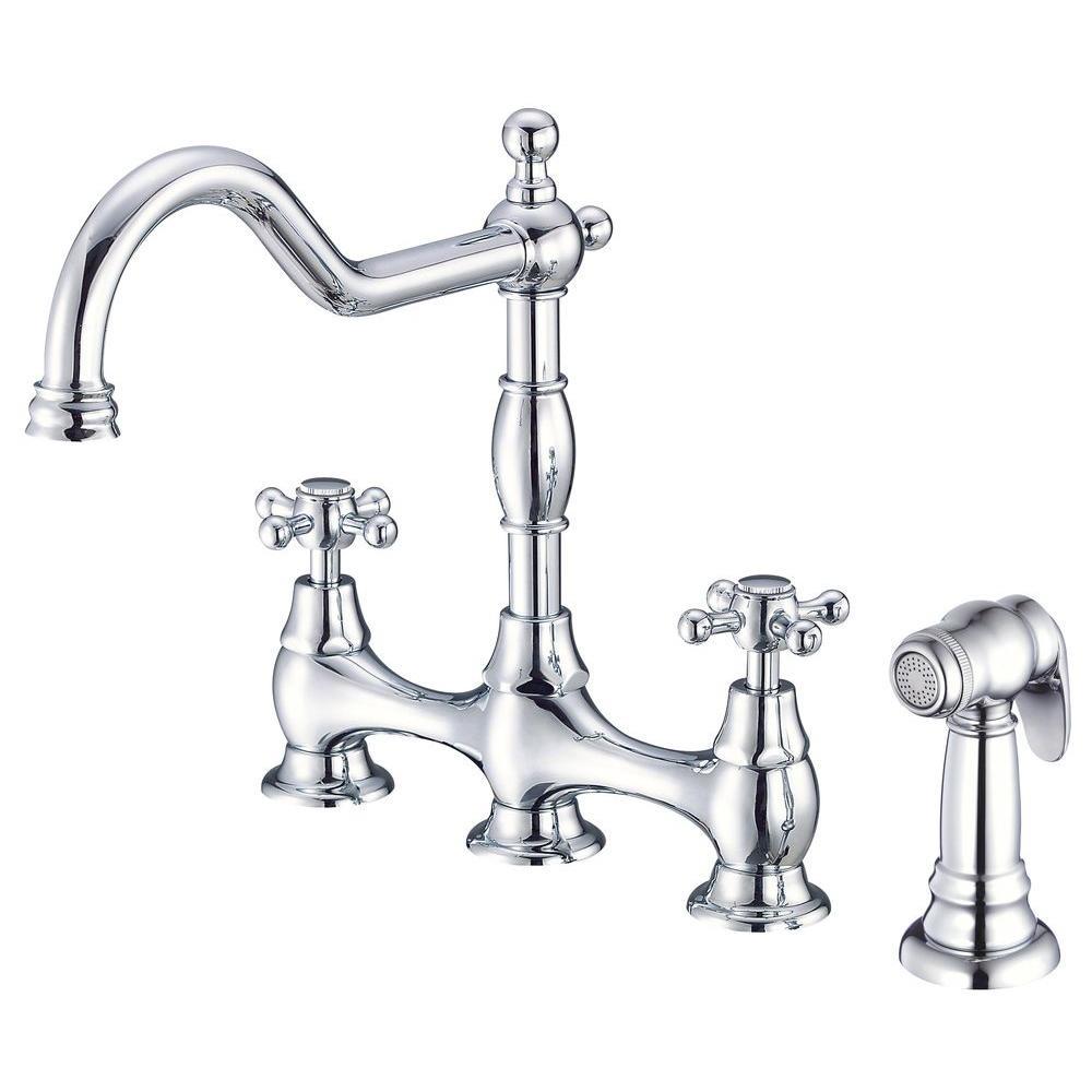 Danze D404457 Opulence Chrome Double Handle High-arc Kitchen Faucet (Side Spray Included)