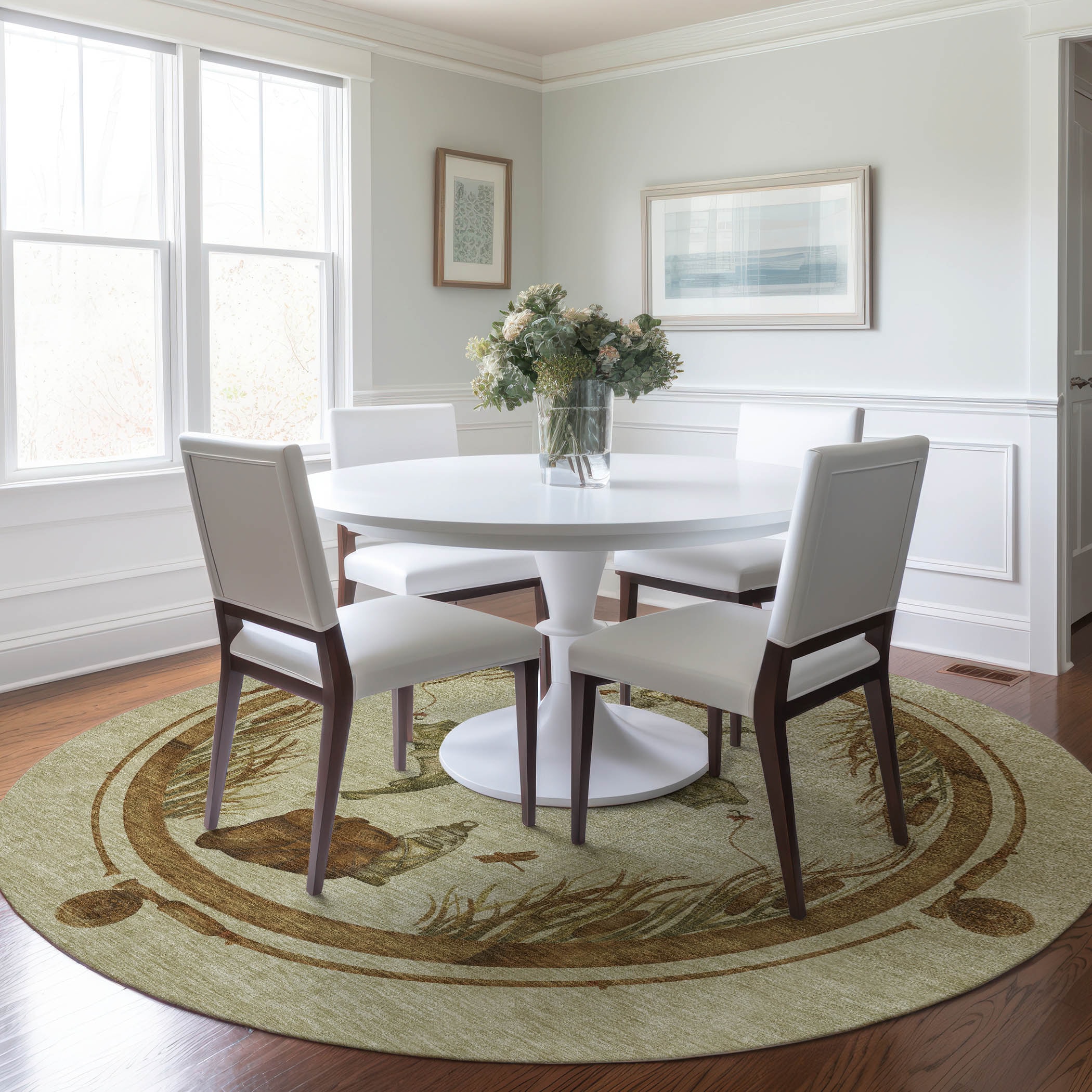 Addison Rugs AMF145KH8RO Mayfield AMF145KH 8 x 8 (ft) Loomed Polyester Khaki Round Indoor Geometric Machine washable Area rug