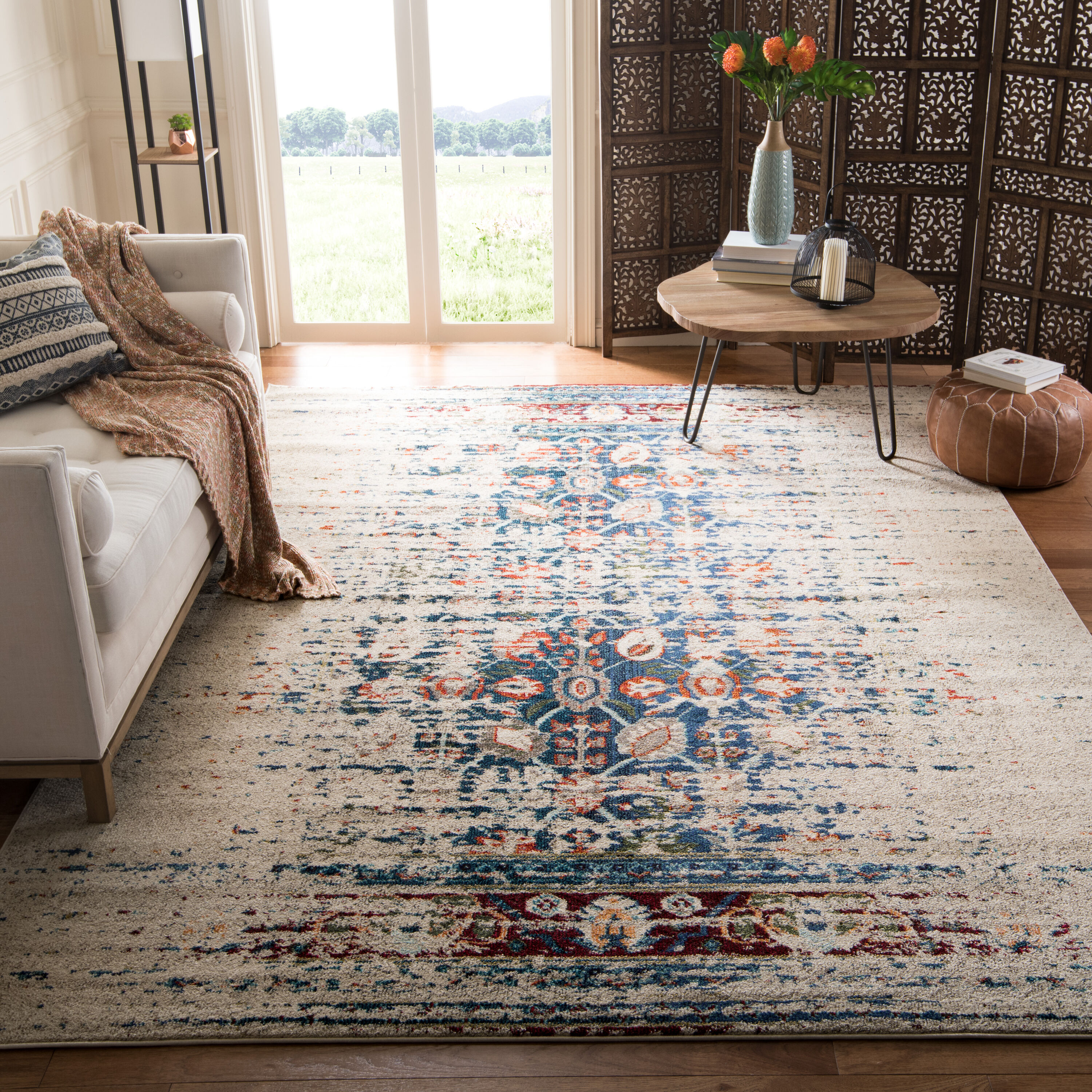 Safavieh MNC208M-10 Monaco Winfrid 10 x 14 (ft) Loomed Polypropylene Ivory/Blue Rectangular Indoor Abstract Bohemian/Eclectic Area rug