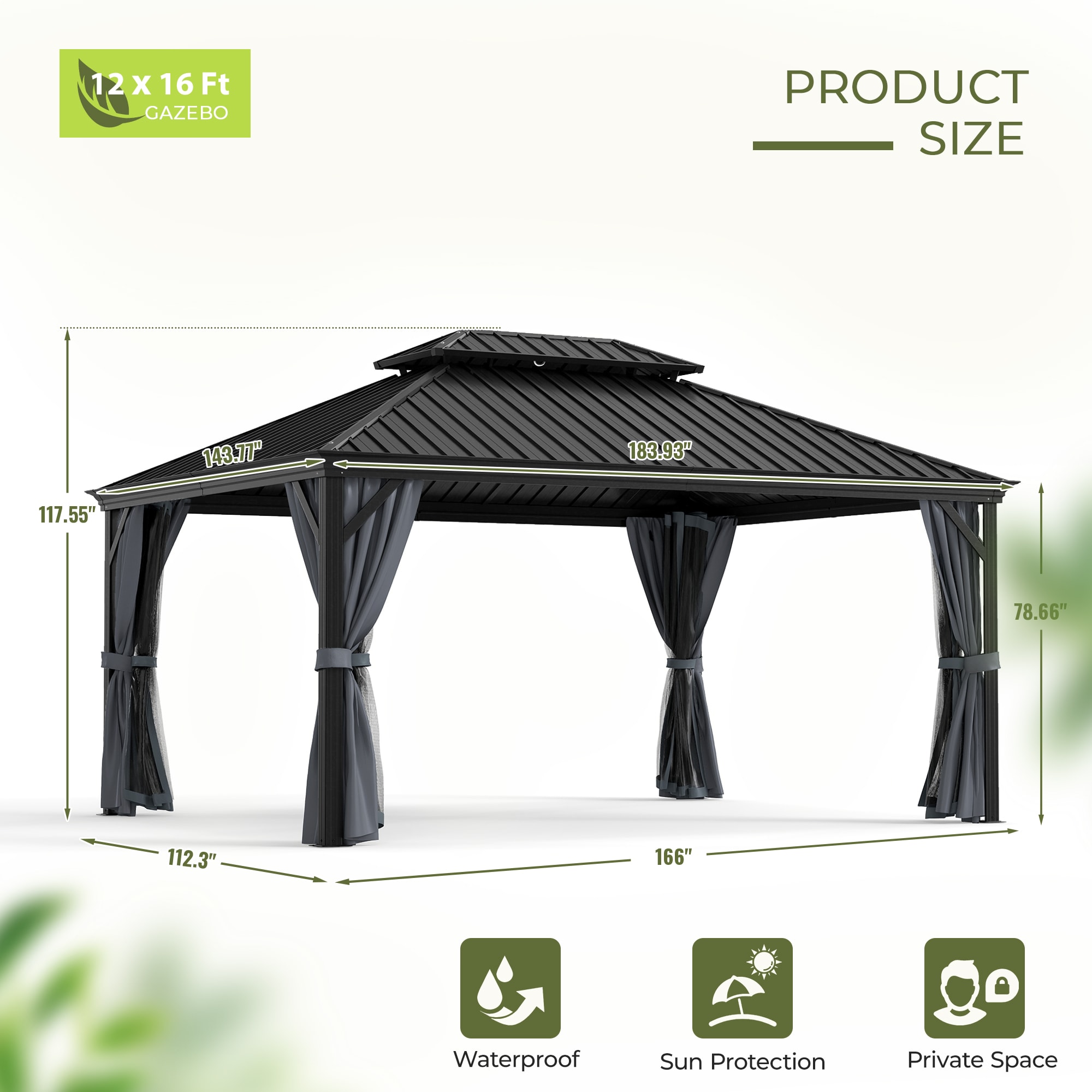  EL-ZPTPS1216-H-WL3 Wood-Resin-Gazebos - View #3