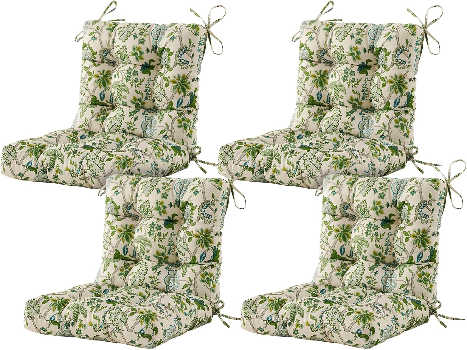 Artplan B0CQXL427G Seat Back Outdoor Chair Cushion Set of 4 Patio Chair Cushion with Tie Tufted Replacement for Patio Furniture 40x20x4 Inches - 4 Count