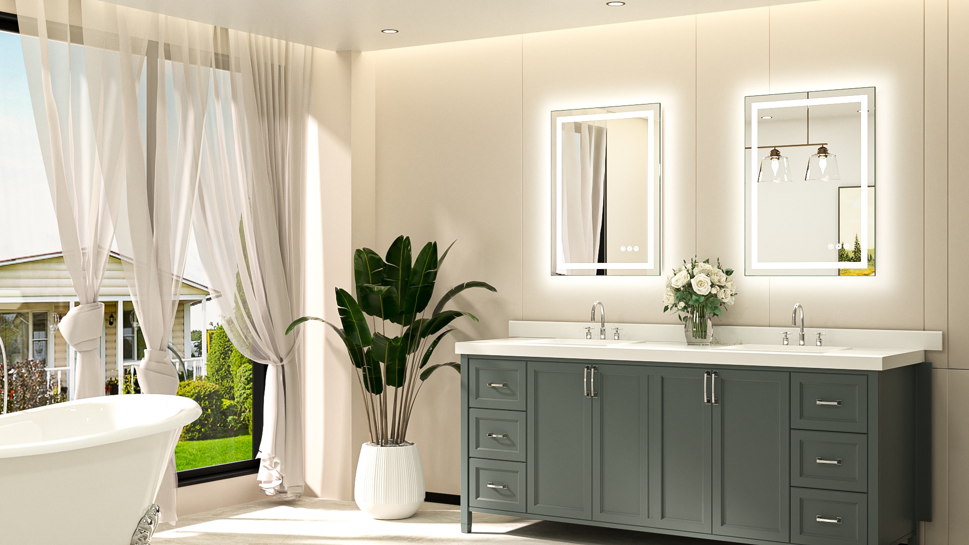Keonjinn LW-JZ-ZBGSSW2-5171 Framed-Bath-Mirrors - View #2