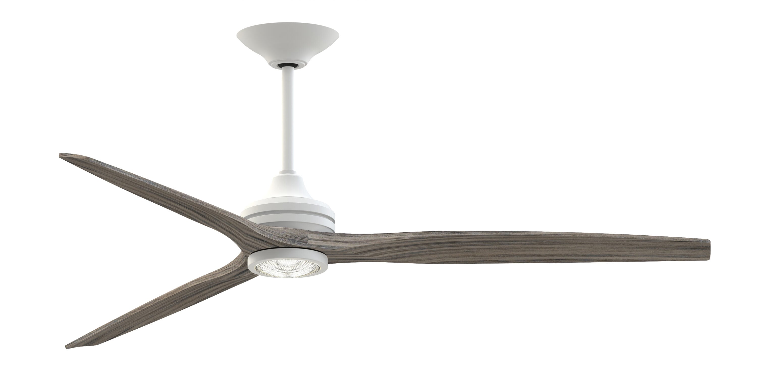 Fanimation FPD6721BMW-72WE-LK Spitfire 72-Inches Matte White with Weathered Wood Blades Color-Changing Integrated LED Fixture Indoor/Outdoor Downrod mount Smart Compatible Propeller Ceiling Fan With Light and Remote ( 3 -Blade)