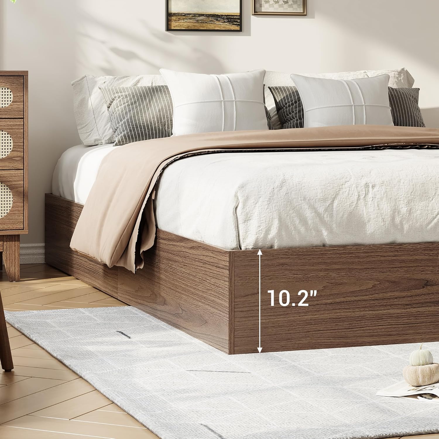 GarveeLife King Size Modern Storage Platform Bed Frame 2 Drawers Low ...