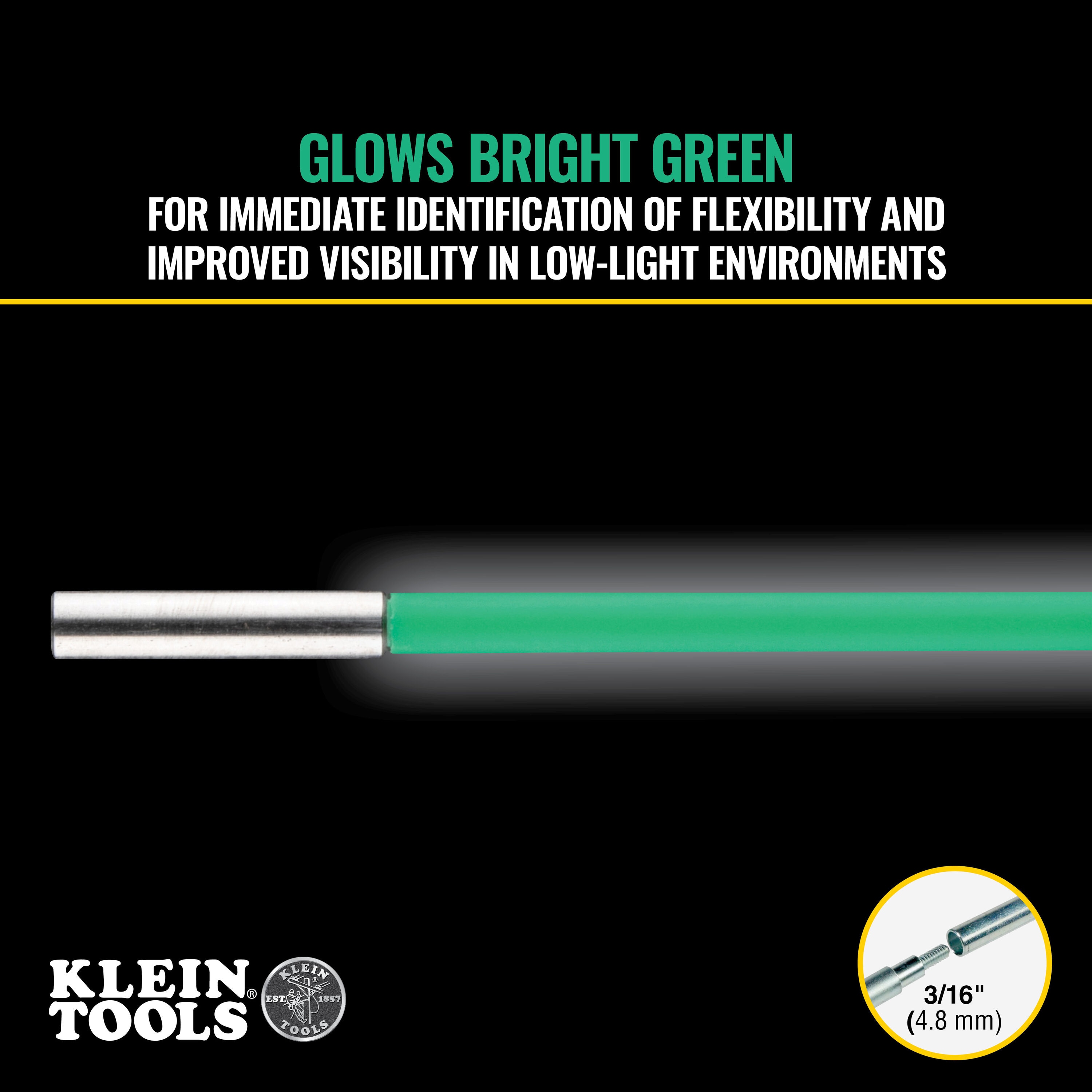 Klein Tools 5-ft Hi-Flex Fiberglass Glow In The Dark Fish Rod in the Fish  Tape & Poles department at