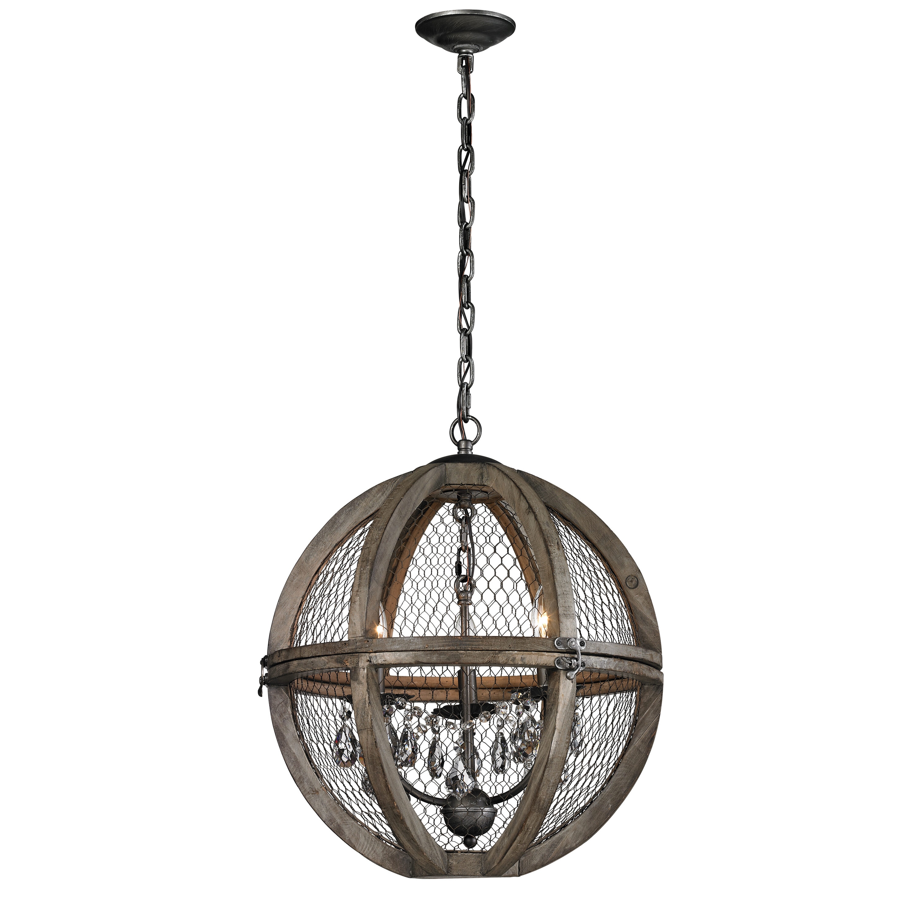 Westmore by ELK Lighting LW-20240605181 Helenium 3 -Light Aged Wood Transitional Geometric Hanging Pendant light