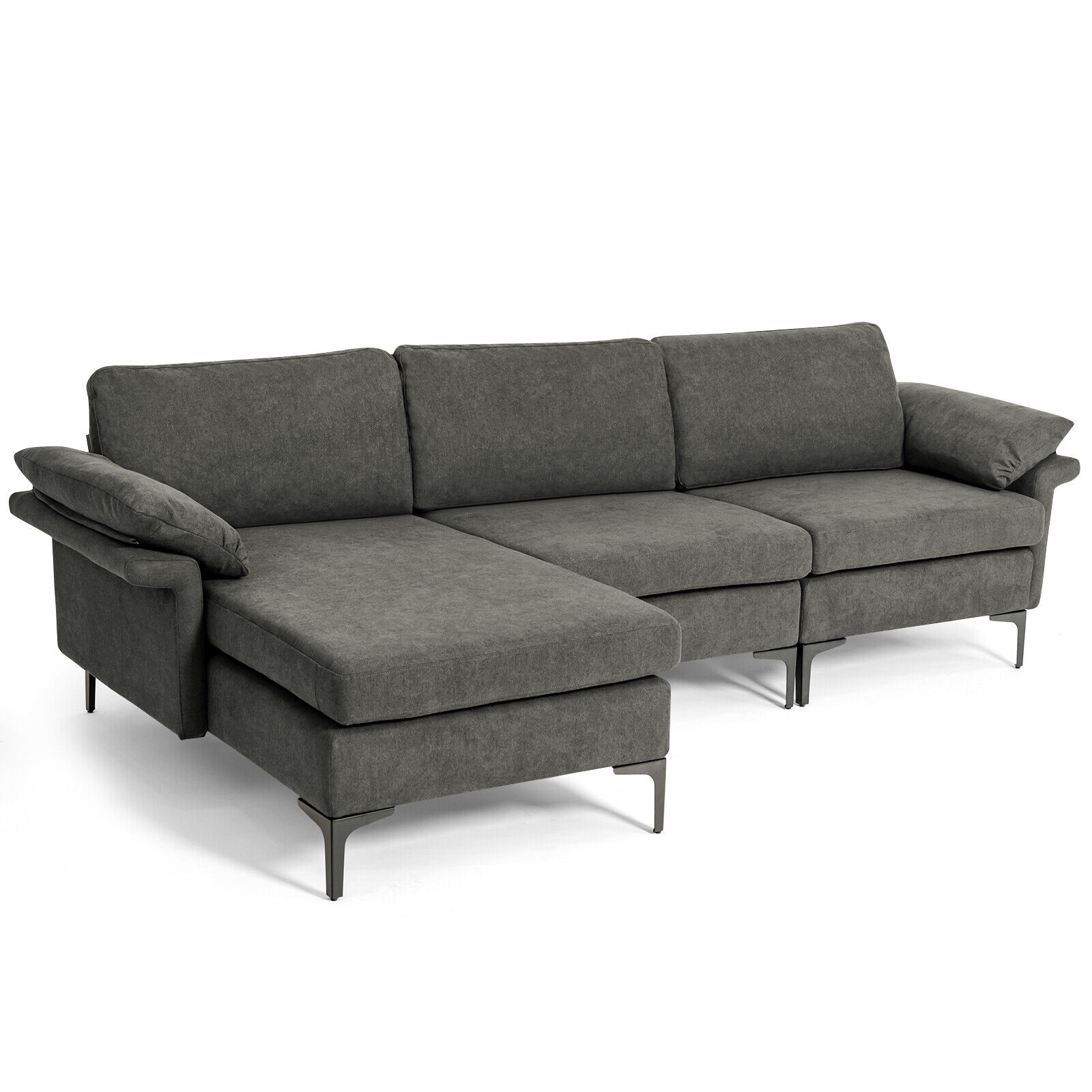 Ayelon XC10301SL-ABD 100.5 W Midcentury Gray Linen 3-seater Sectional