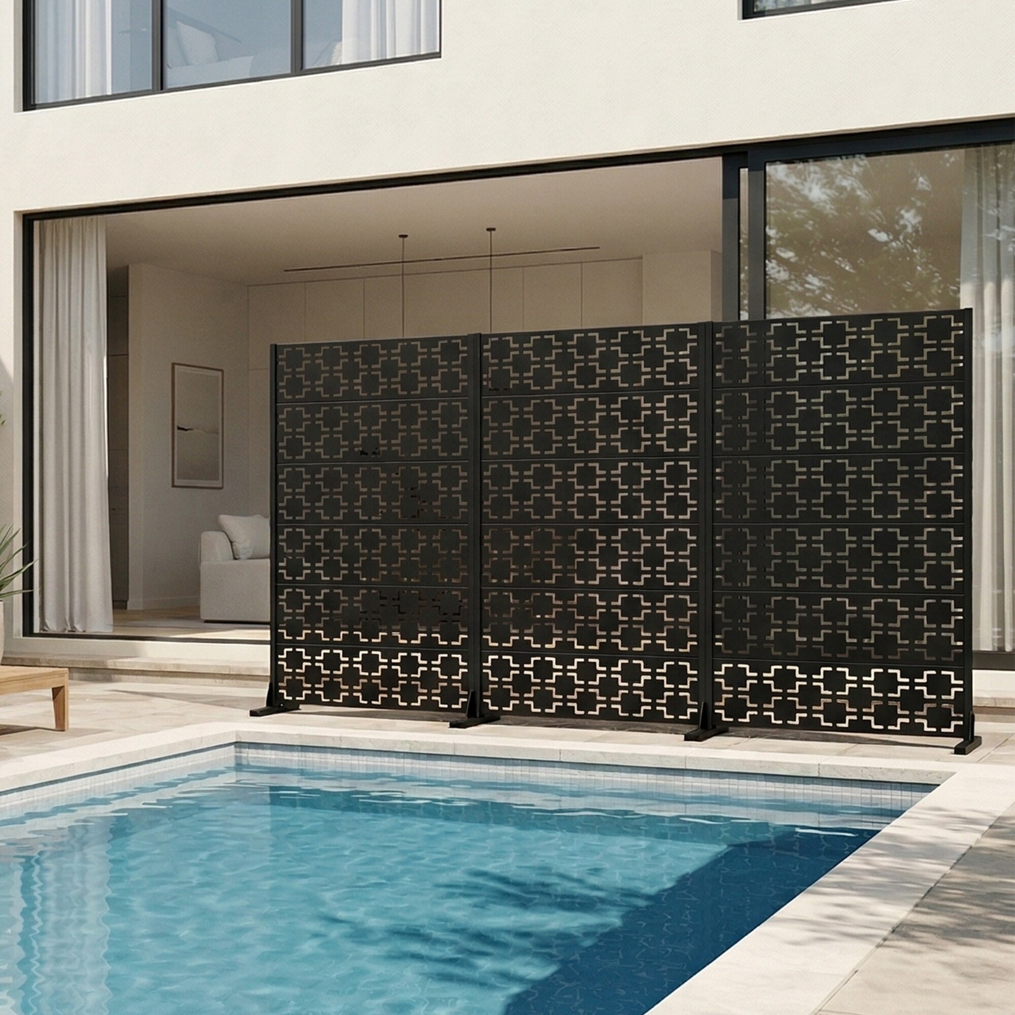 Lirago Metal Privacy Screen Freestanding Outdoor Privacy Fence Panel ...