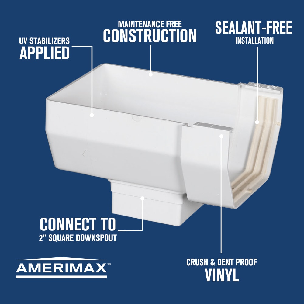 Amerimax 4-in x 6-in White Half Round Gutter End with Drop