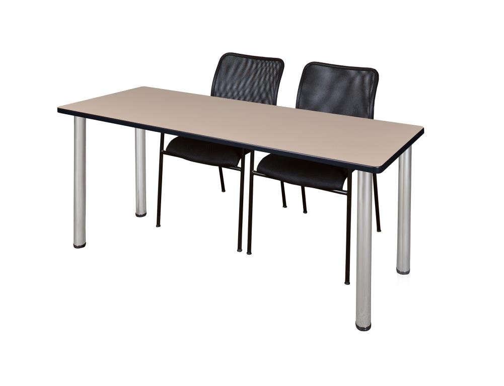Regency MT6624BEBPCM75BK Training Off-white 4-Person Training Table (66-in W x 29-in H)