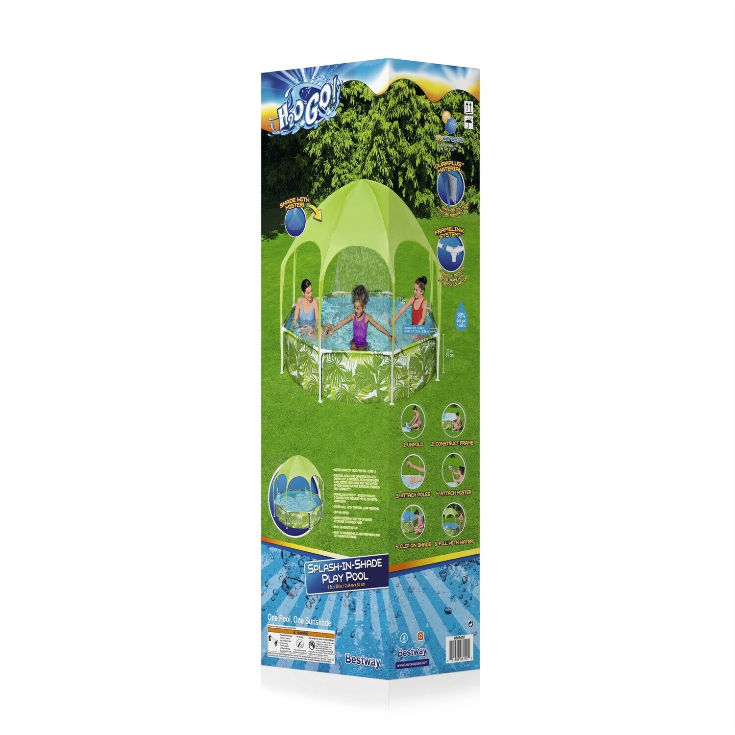 H2OGO! 96-in L x 96-in W Green, White, Blue Round Kiddie Pool 309429 at ...