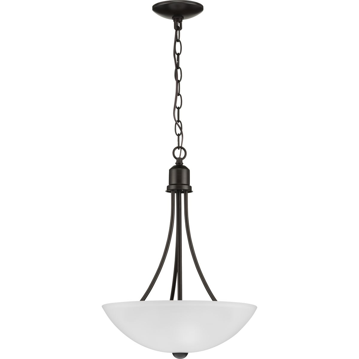 Antique Bronze 2-Light Inverted Pendant with Etched Glass Shade