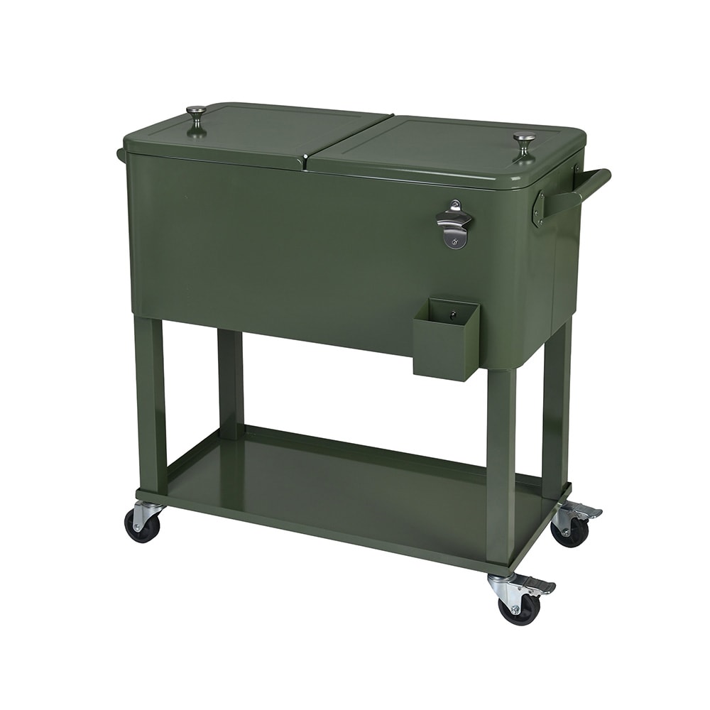 UPHA Insulated Steel Beverage Cooler Cart - 80 Quart Capacity, Green  Finish, Long Term Storage, Rolling Wheels - Perfect for Outdoor Parties and  BBQs in the Beverage Coolers department at