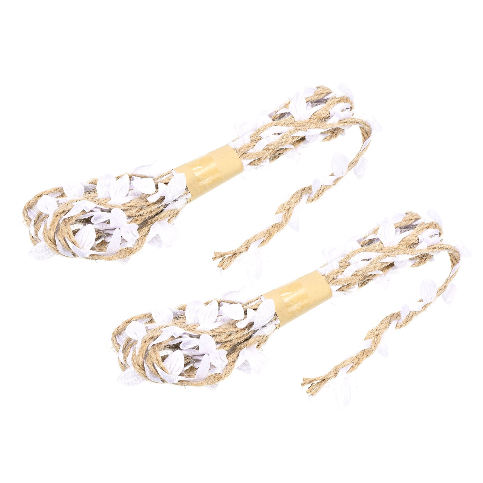 PATIKIL 6.6ft 5mm Burlap Leaf Ribbon 2 Pack Braided Decoration Vine Natural  Jute Rope Twine with Artificial Leaves for Jungle Wedding Party Home Garden  Decor White in the Artificial Plants \u0026 Flowers, image size:900x900
