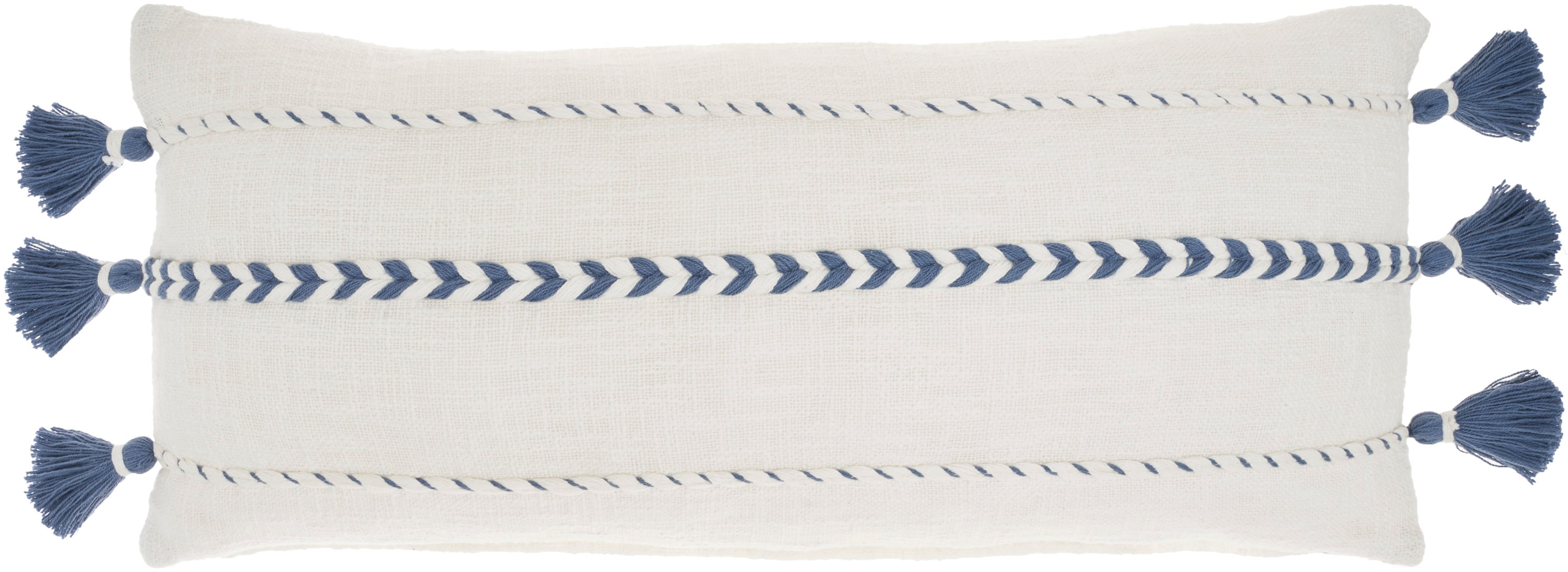 Mina Victory 798019002343 12-in x 30-in Blue Rectangular Indoor Decorative Pillow