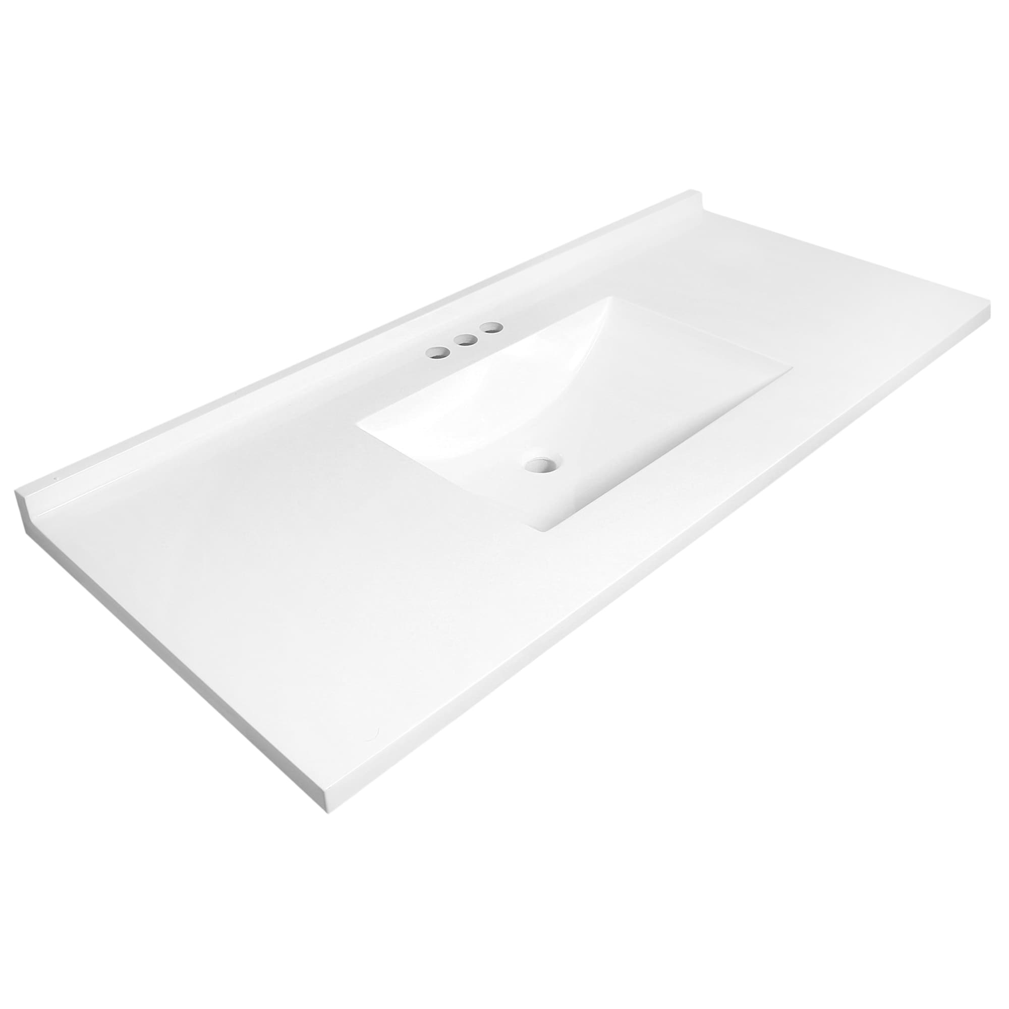 Design House 630244 Camilla II 49-in x 22-in Solid White Cultured Marble Single Sink 4-in Centerset Faucet Mount Bathroom Vanity Top