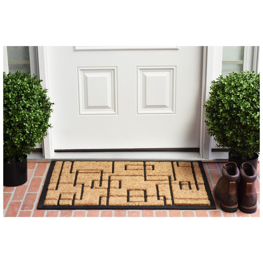 Social Square 24x36 Black Coir & Rubber Outdoor Doormat