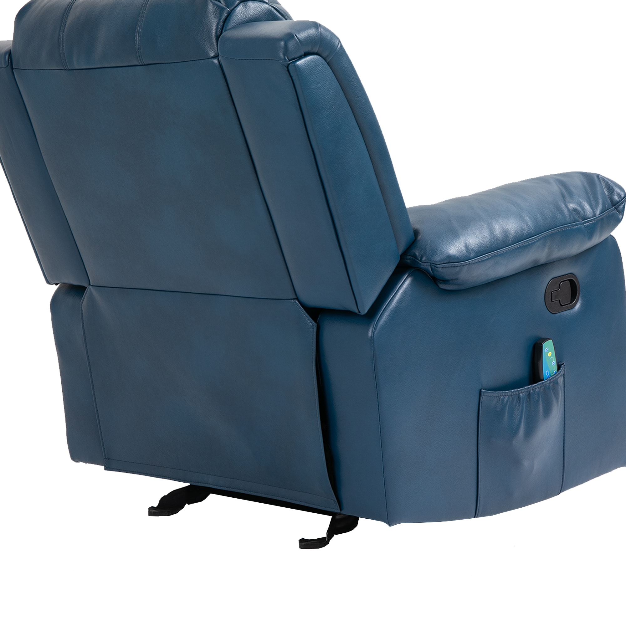 Clihome Blue Faux Leather 8 Point Massage Recliner Blue Faux