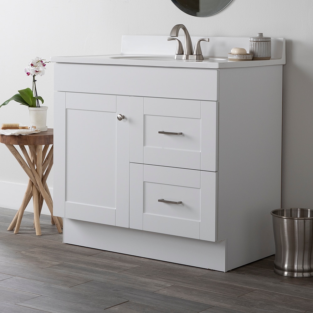 Project Source White 36-in White Undermount Single Sink Bathroom Vanity with White Cultured Marble Top