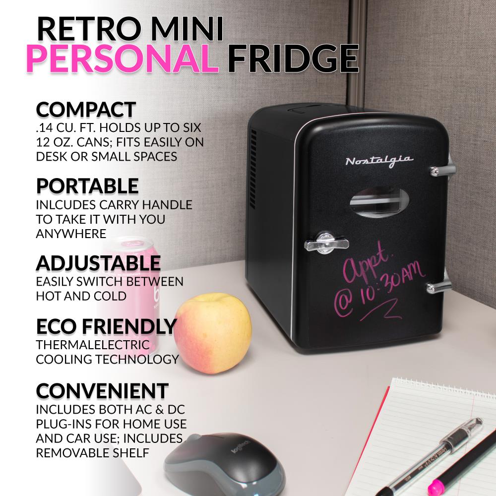 Nostalgia 1-cu ft Standard-depth Mini Fridge (Black) in the Mini Fridges  department at