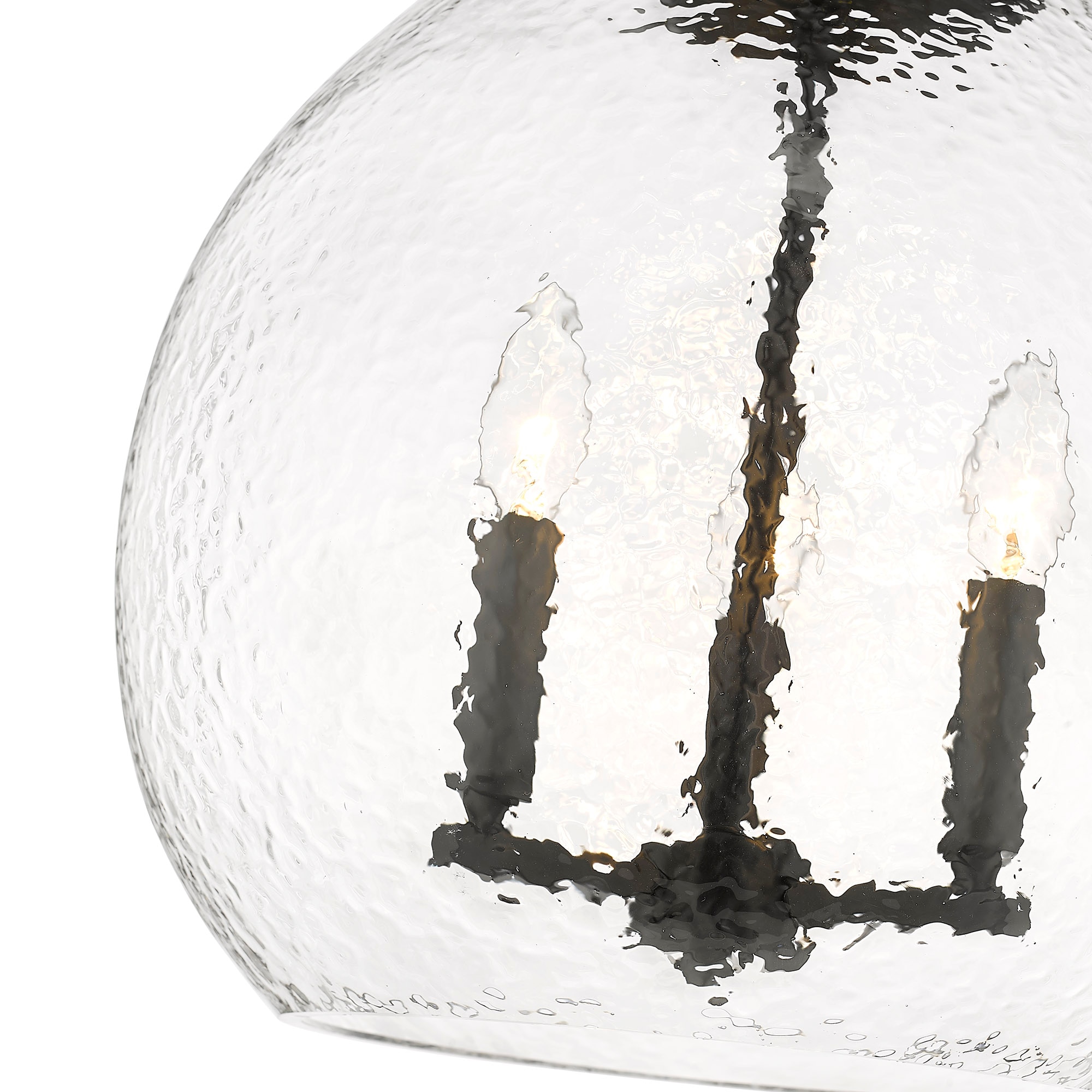 Ariella Matte Black Pendant with Hammered Glass Shade