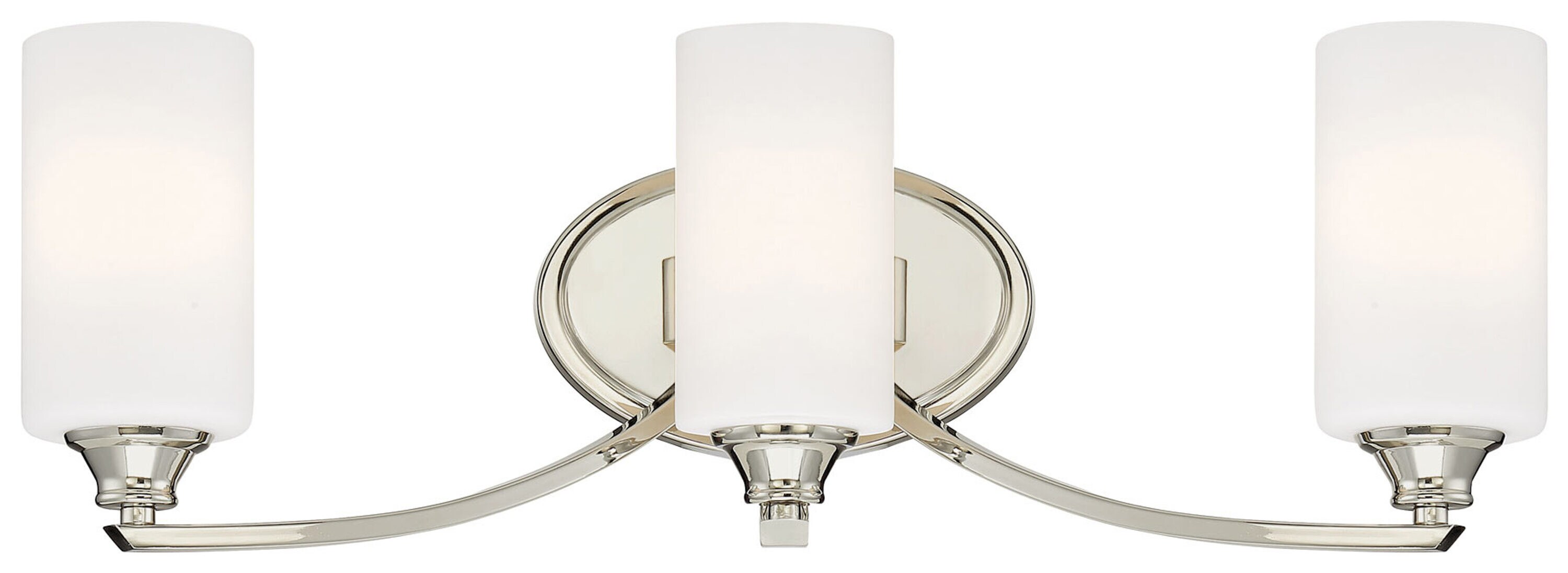 Elegant Polished Nickel 3-Light Bath Vanity with Etched Opal Glass Shades