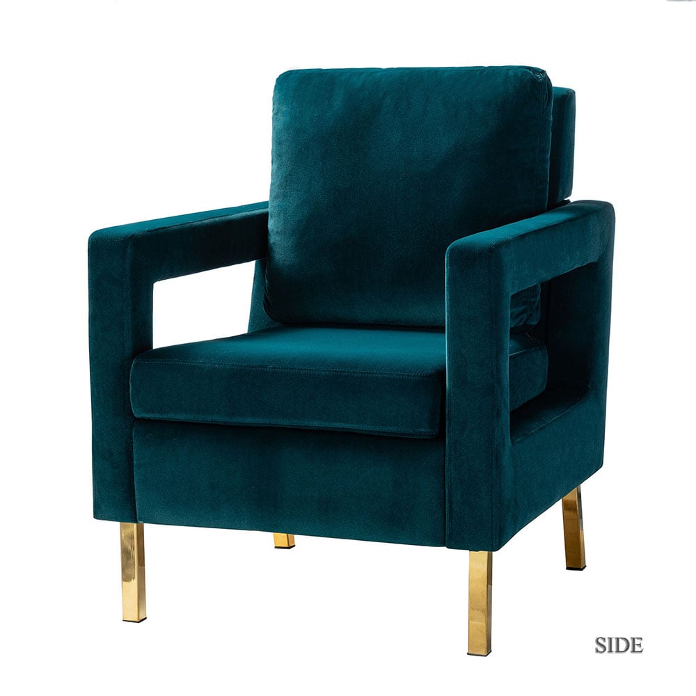 14 Karat Home Casual Teal Velvet Accent Chair in the Chairs department ...