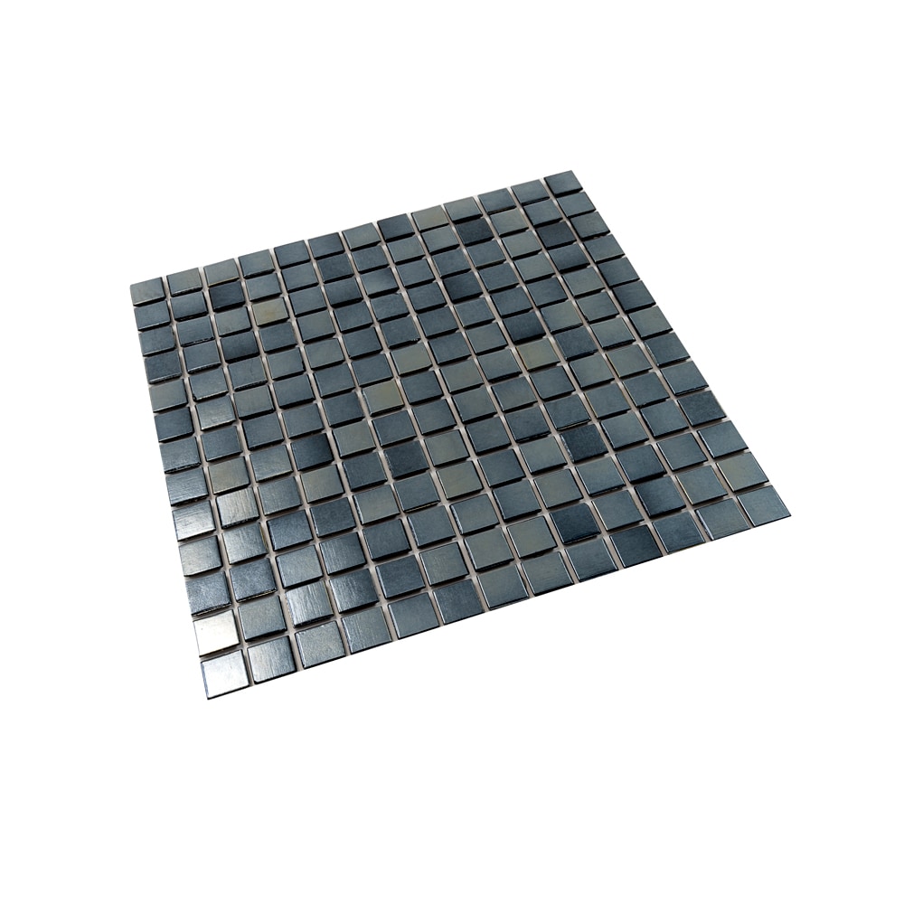 Nacreous Black Glass Mosaic 12" x 12" Wall and Floor Tile