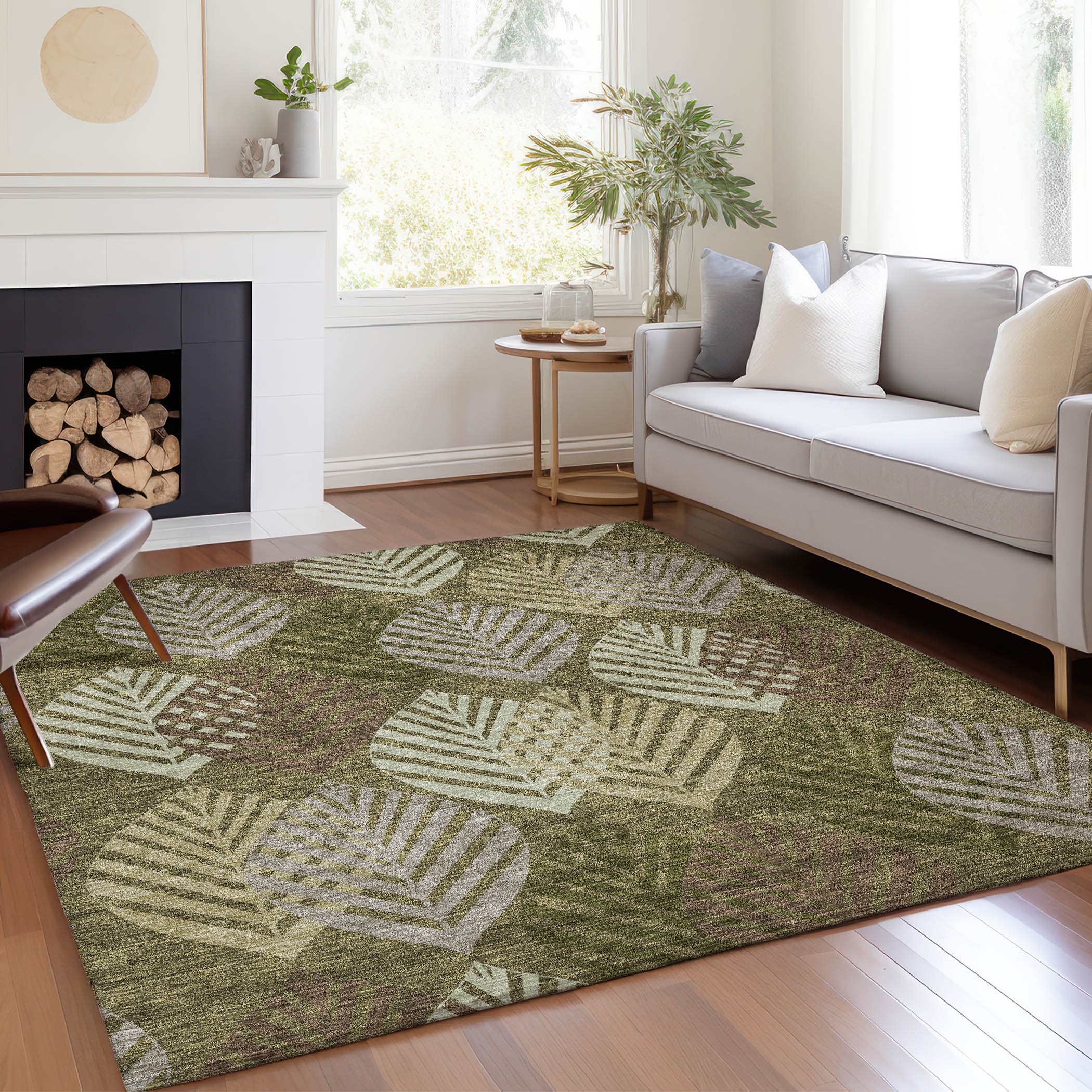 Addison Rugs ACN744OL5X8 Chantille ACN744OL 5 x 7 (ft) Polyester Olive Rectangular Indoor/Outdoor Geometric Machine washable Area rug
