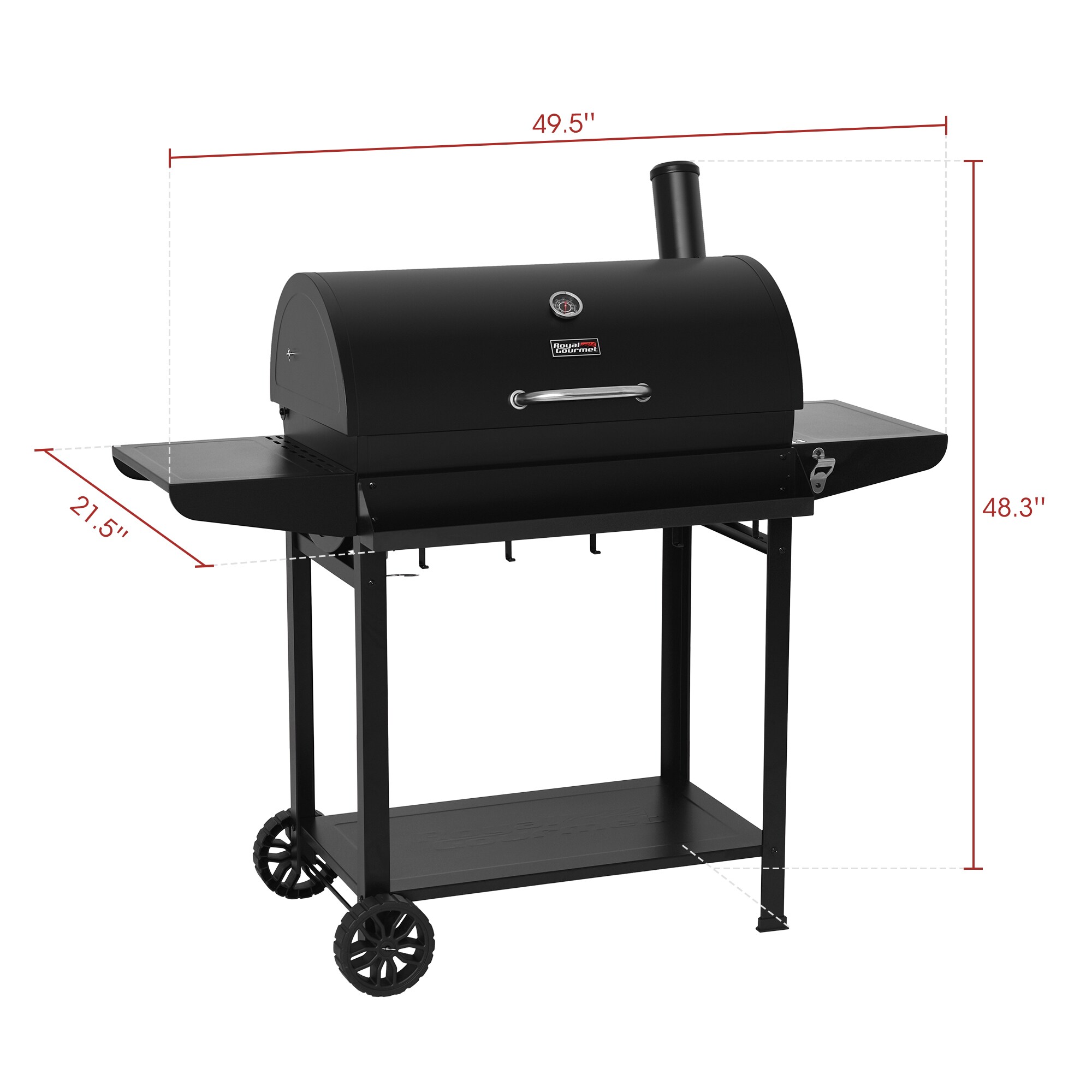 Royal Gourmet 26.7 in W Black Barrel Charcoal Grill in the