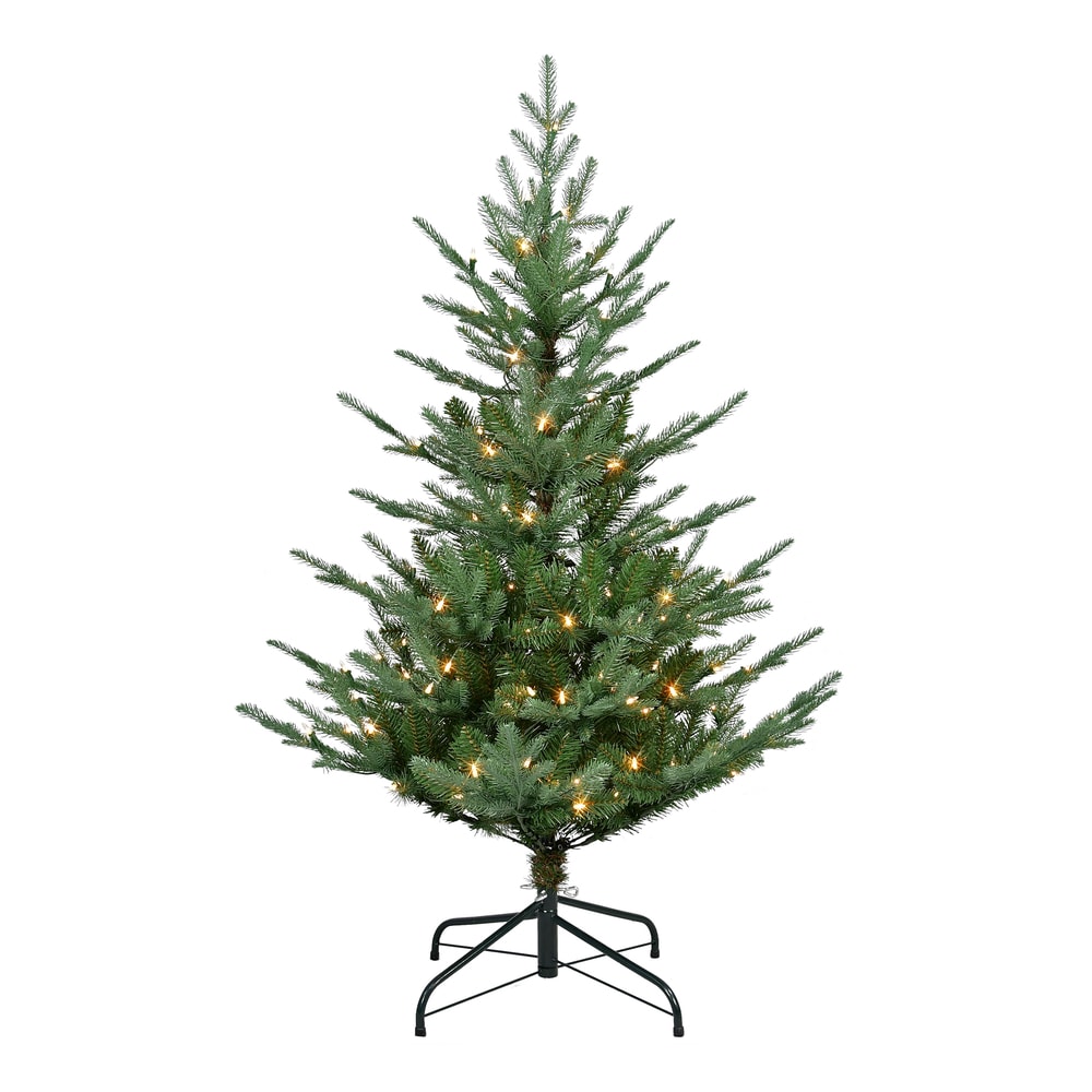 Puleo International HSSA-45C1 4.5-ft Spruce Pre-lit Artificial Christmas Tree with Clear Incandescent Lights