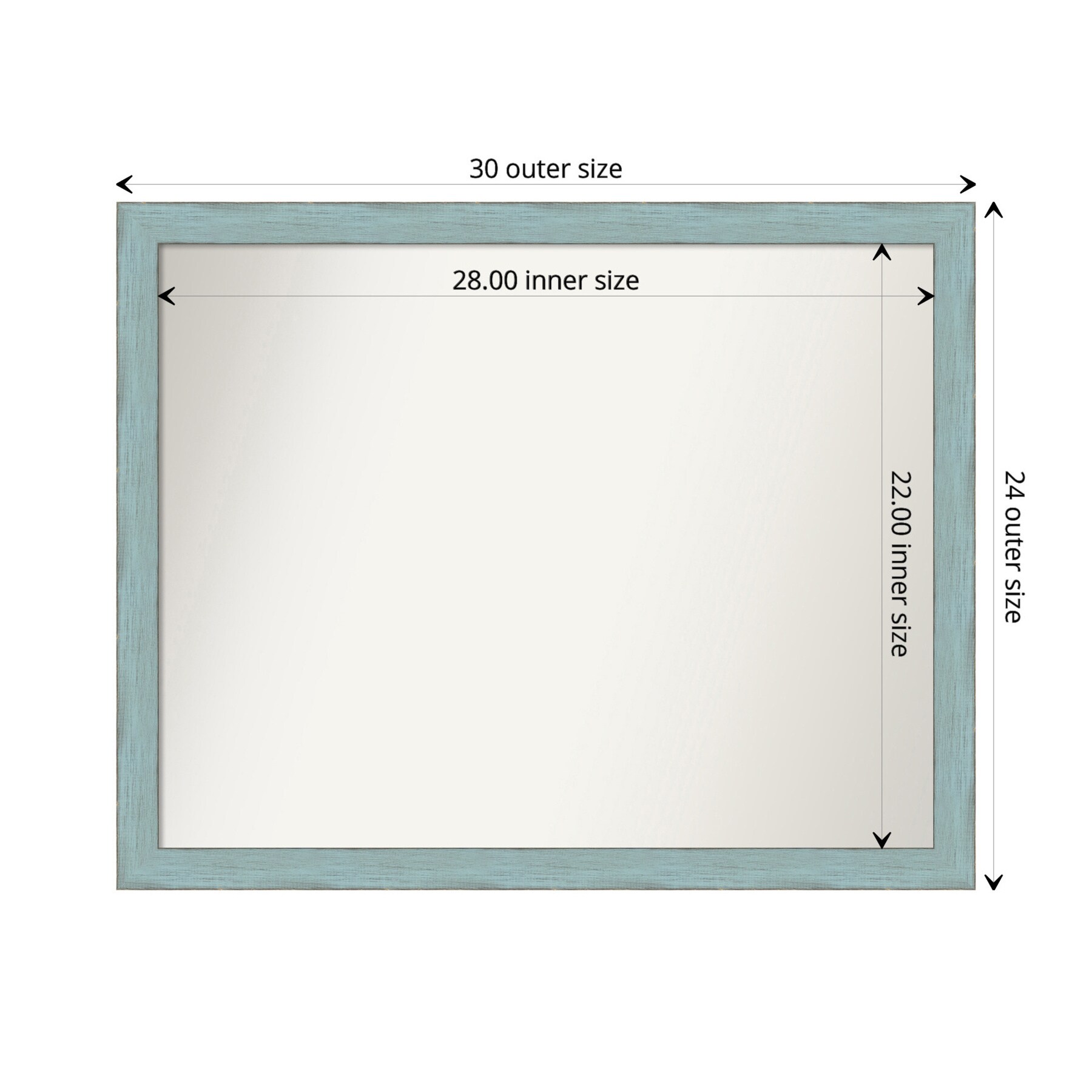 Sky Blue Rustic Wood Rectangular Bathroom Wall Mirror