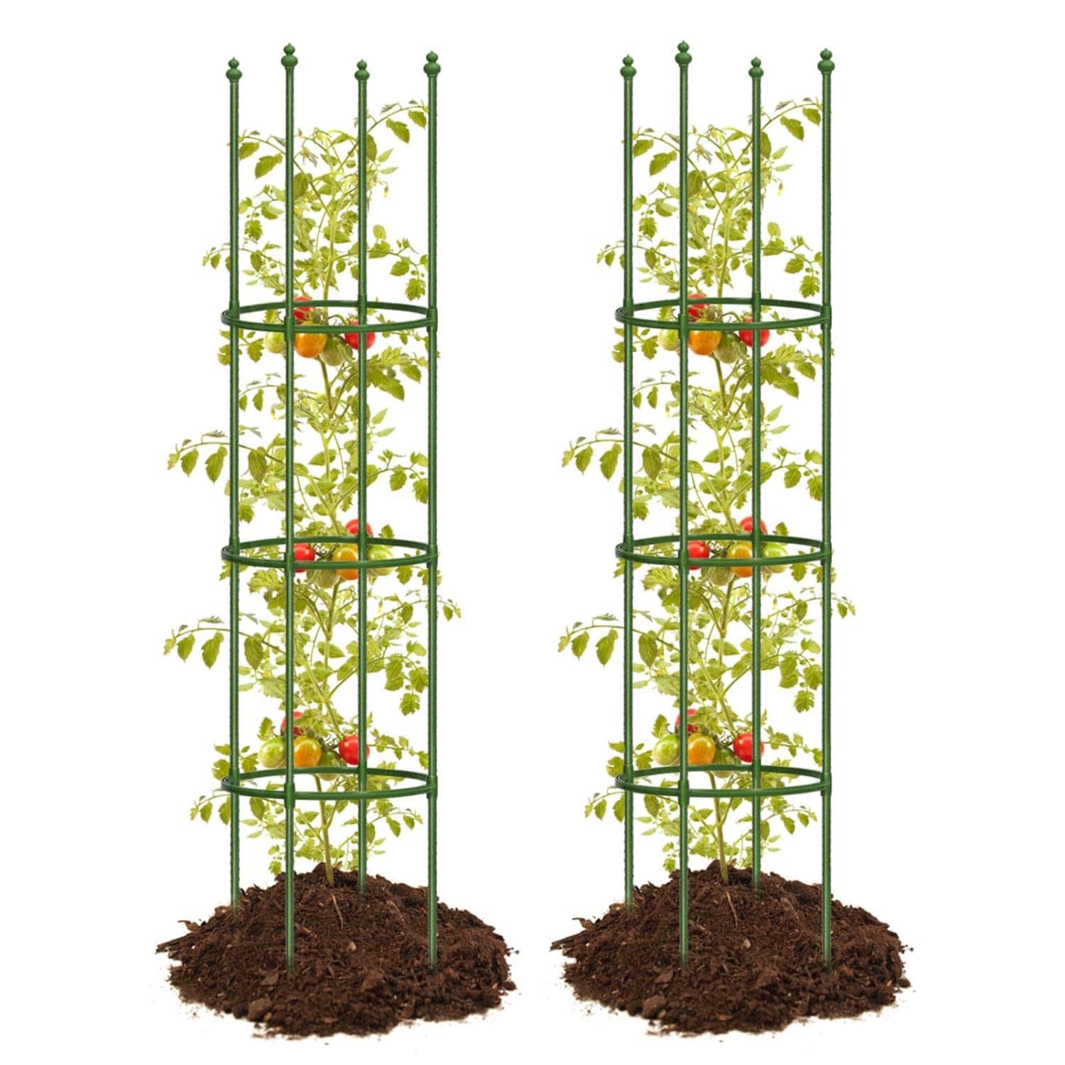 Angel Sar 59in H 3-Tier Adjustable Green Heavy-Duty Garden Trellis Tomato Cage
