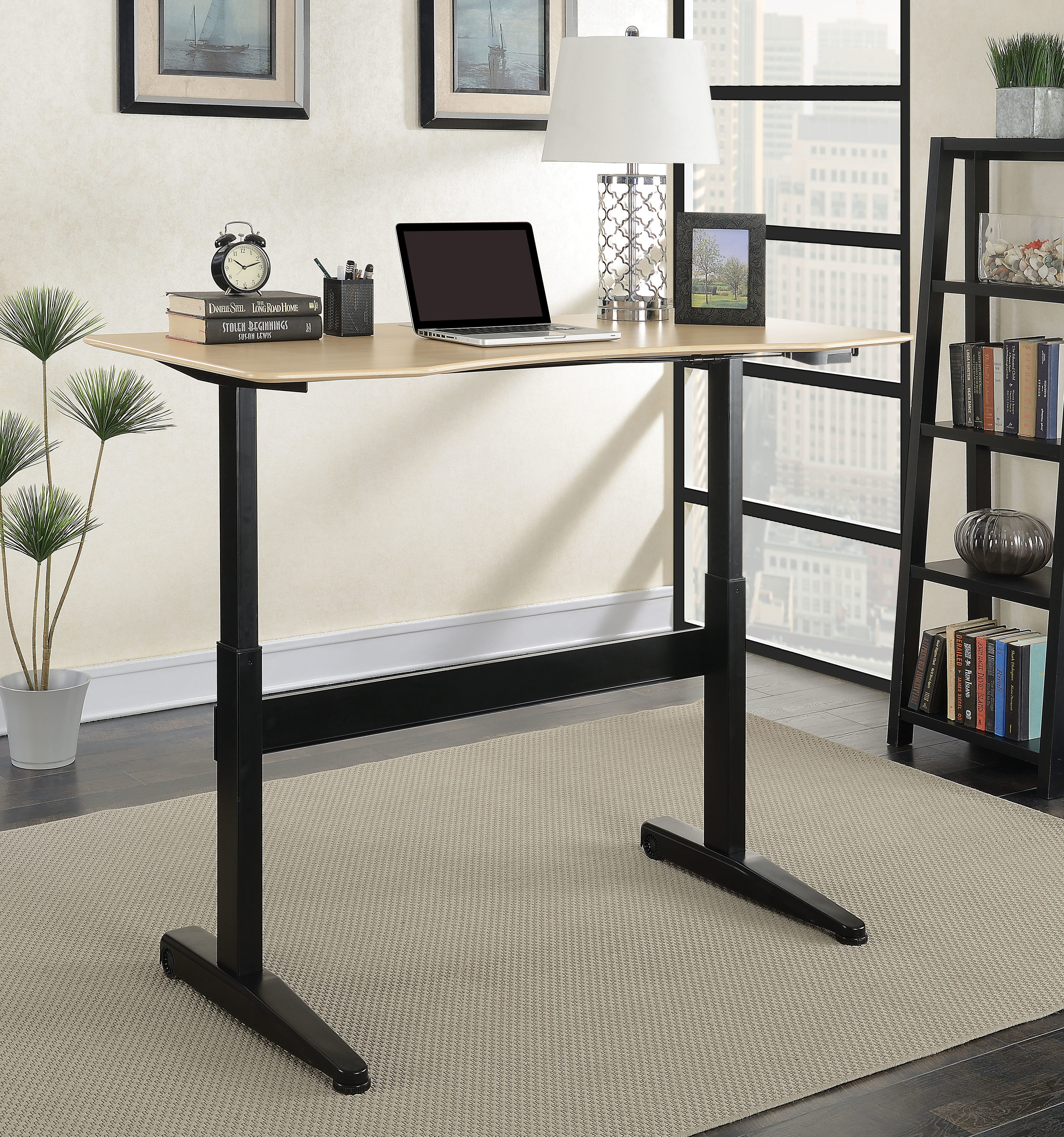 Furniture of America IDF-DK6092BK-L Lane 59.13-Inches Black Modern/Contemporary Standing desk