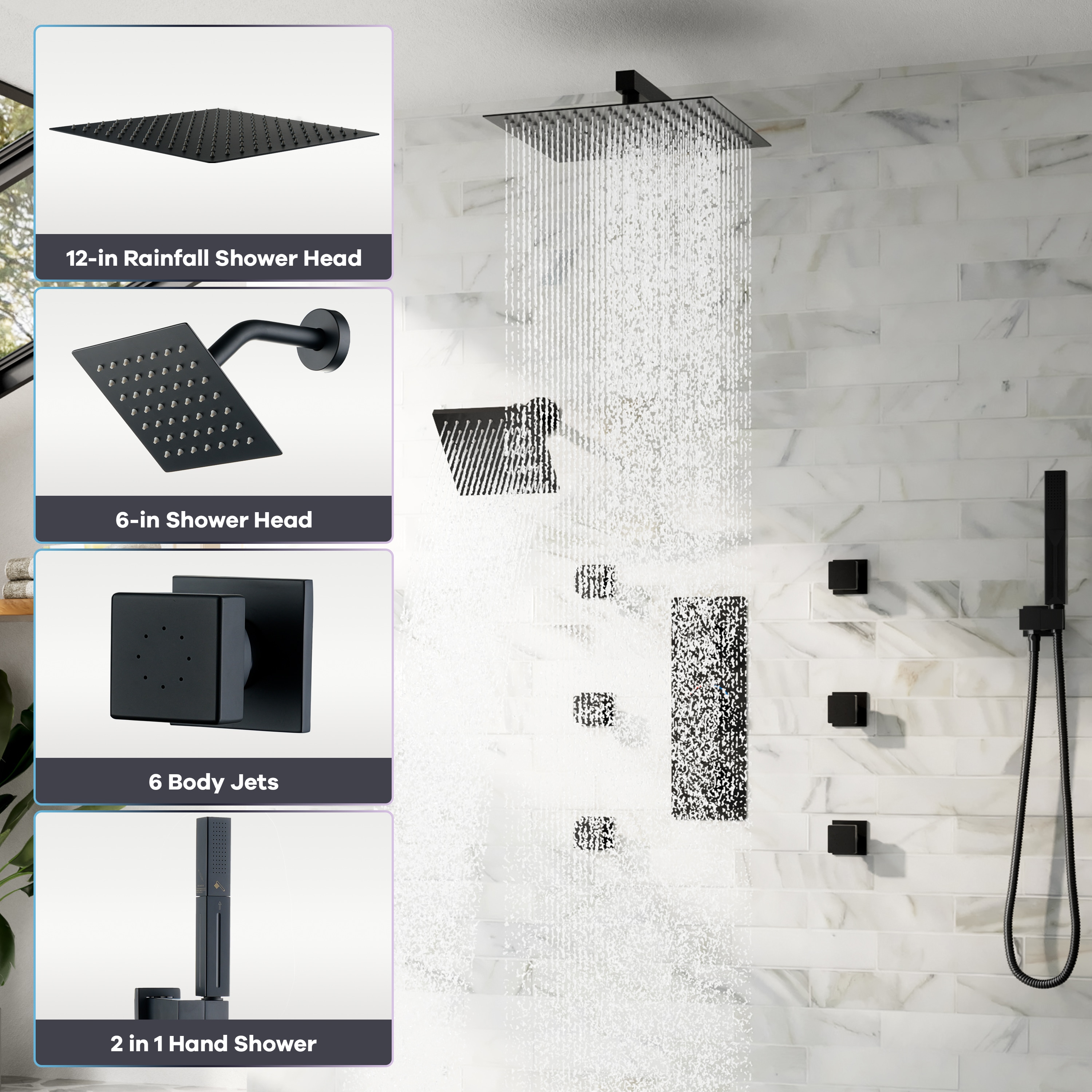 CASAINC WE-SS09MB Showerhead-Bar-Panels - View #4