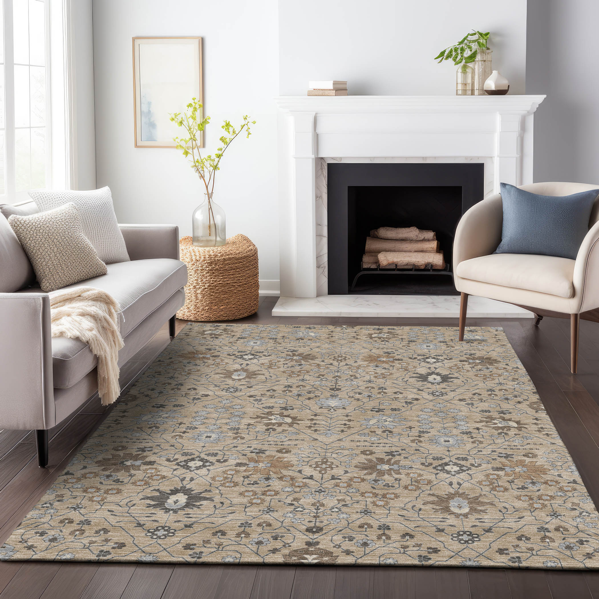 Addison Rugs ACN1009TP8X10 Chantille ACN1009TP 8 x 10 (ft) Polyester Taupe Rectangular Indoor/Outdoor Geometric Machine washable Area rug