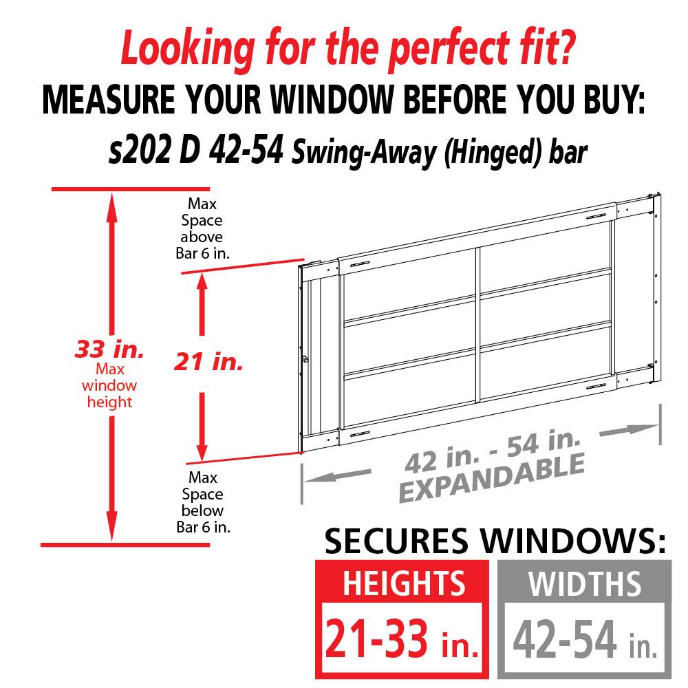 Mr. Goodbar D 42-in x 21-in White Steel Adjustable Window Security Bar S202 D 42-54 Sansujyuku sansujyuku.com