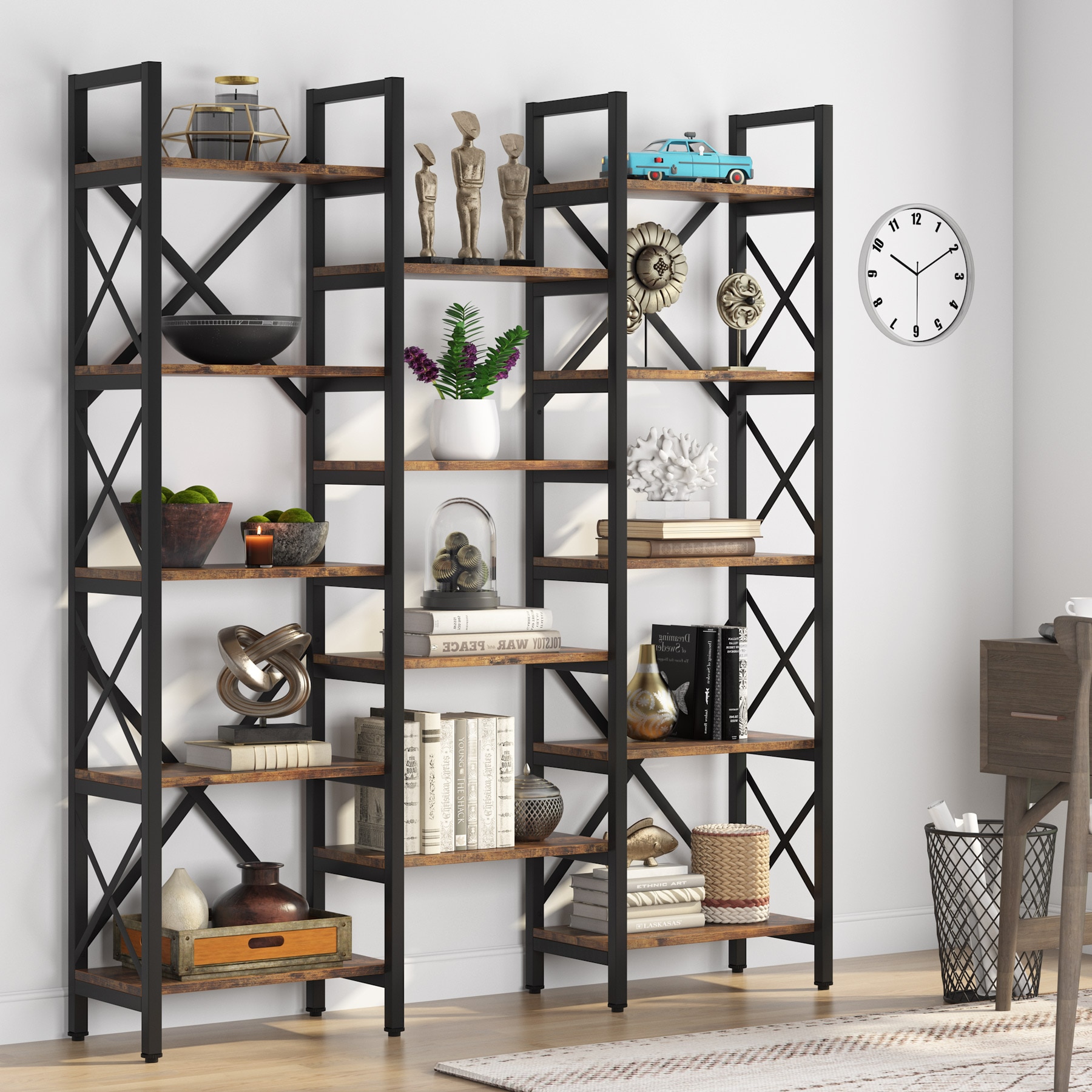 Tribesigns Hoga-c0457 Black Metal 14-Shelf Bookcase (59.01-in W x 69.29 ...