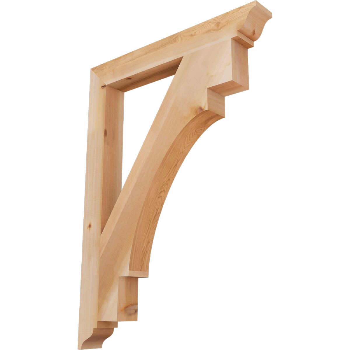 Ekena Millwork BKT04X32X44MRC01SWR Merced traditional smooth 3-1/2-in x 32-in x 44-in Western red cedar Brown Wood Standard bracket
