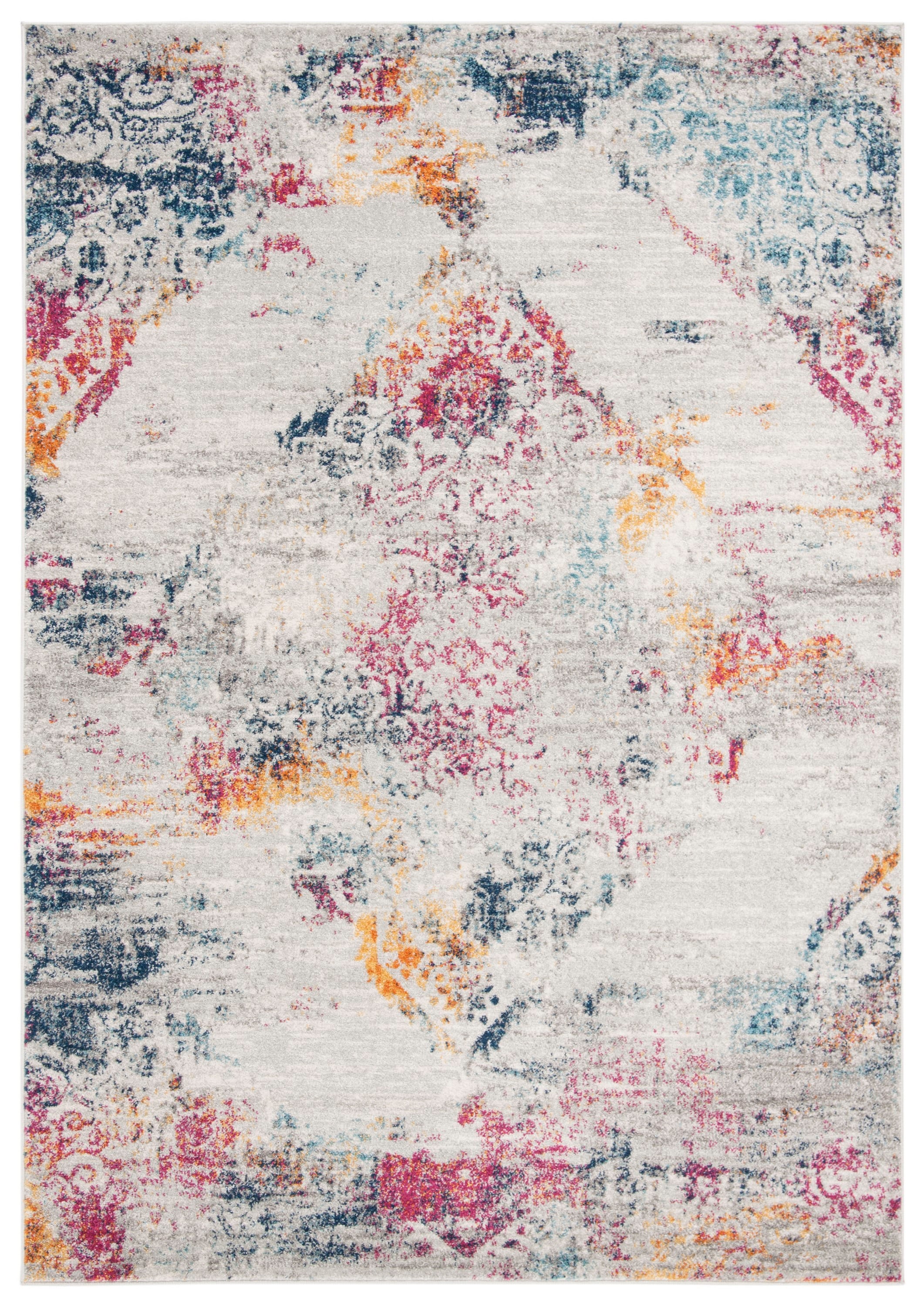 Reversible Gray Boho Chic Medallion Rectangular Rug