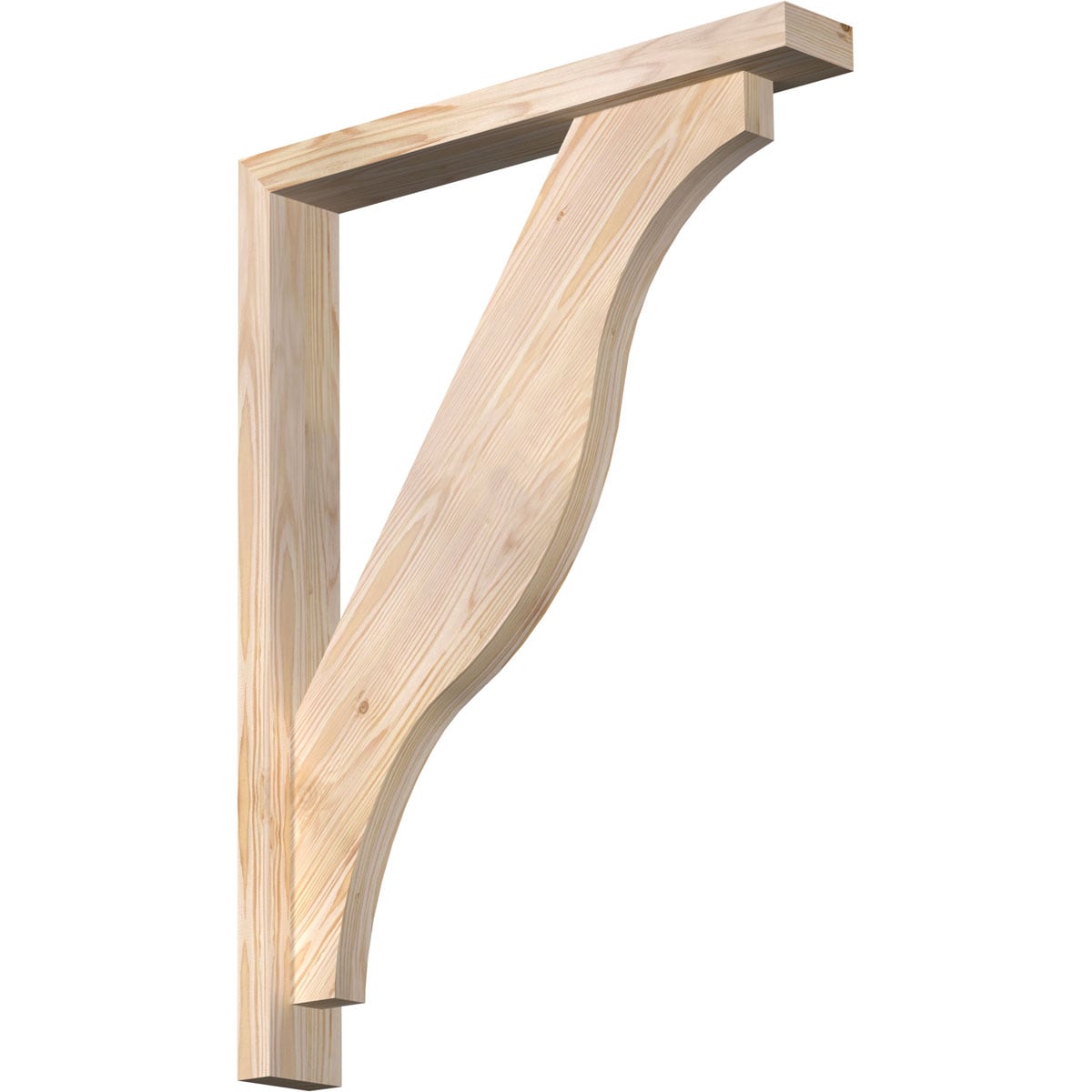 Ekena Millwork 1462525 Funston Block Smooth Bracket with Offset Brace 3-1/2-in x 24-in x 32-in Douglas fir Brown Wood Standard bracket