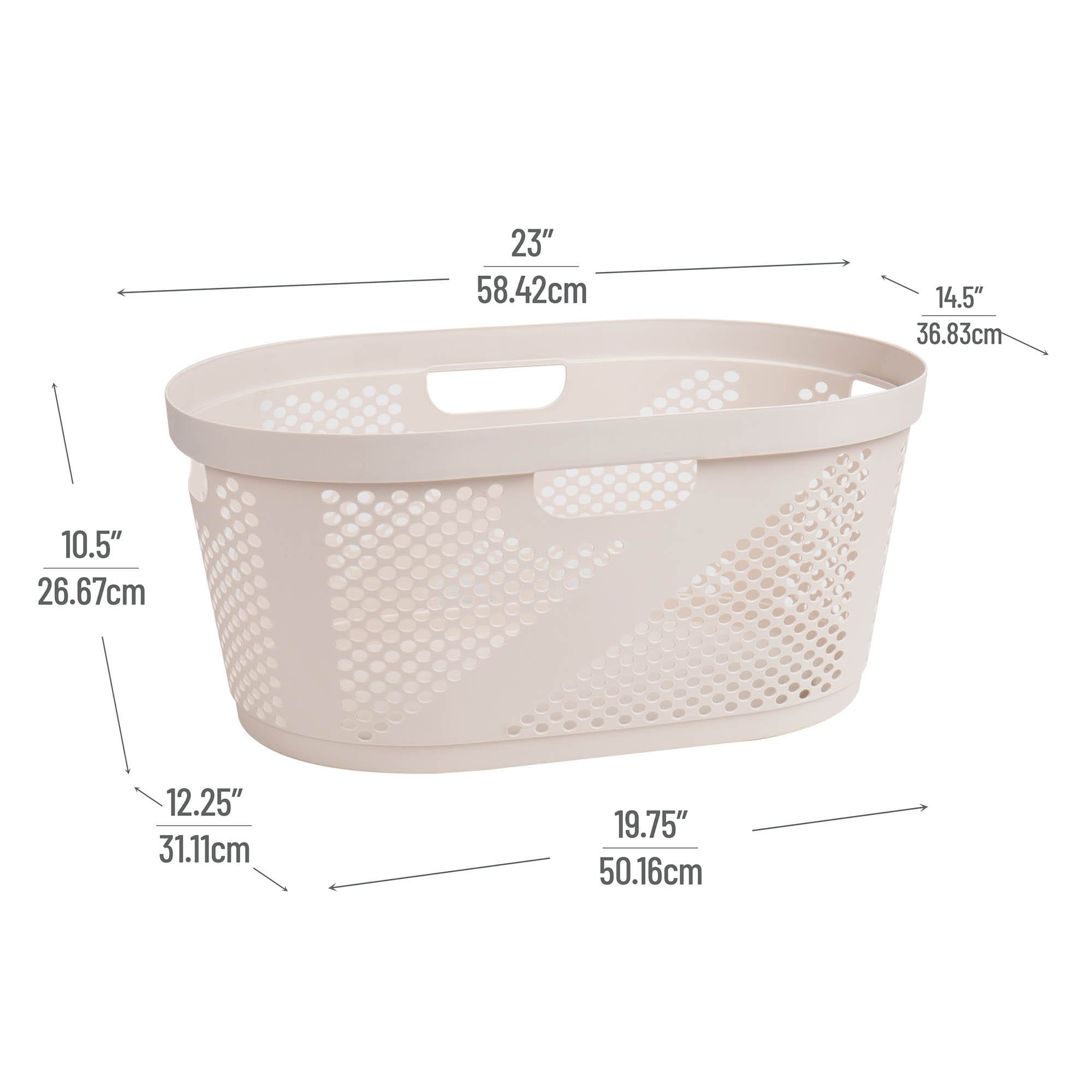 Ivory Plastic Ventilated Laundry Hampers, Set of 2