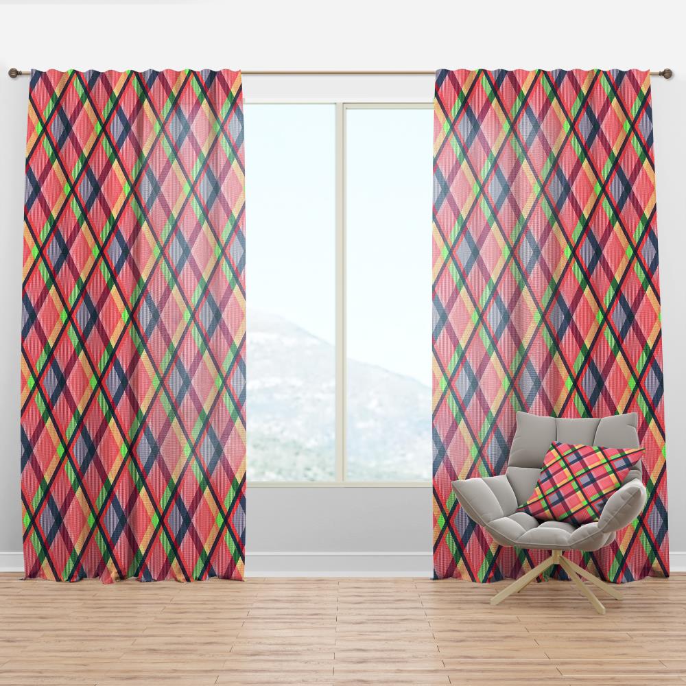 Designart CTN24279-52-108 108-in Red Geometric Room Darkening Thermal Lined Rod Pocket Single Curtain Panel