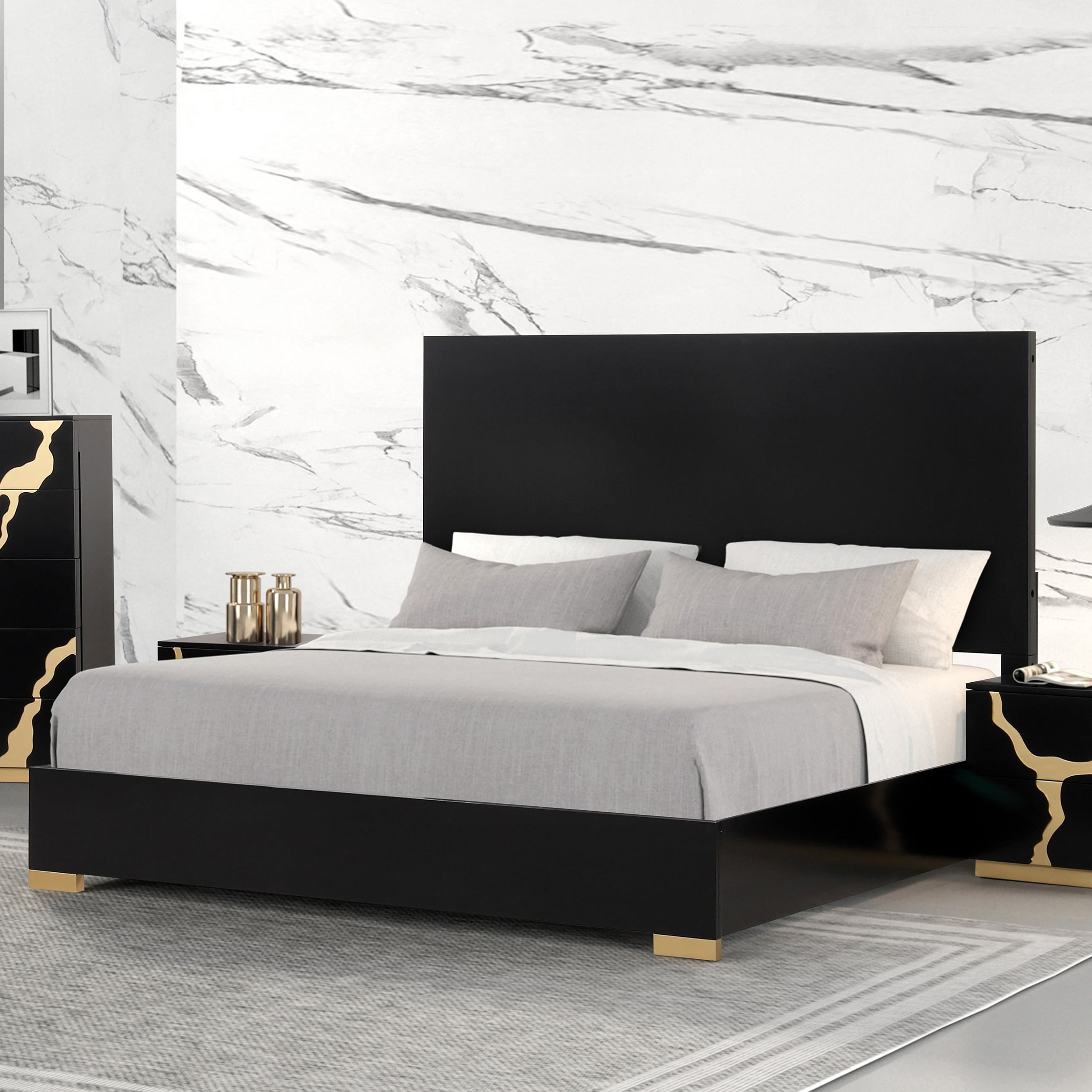 Furniture of America IDFN7425BK-EK-P Rove Black King Wood Platform Bed