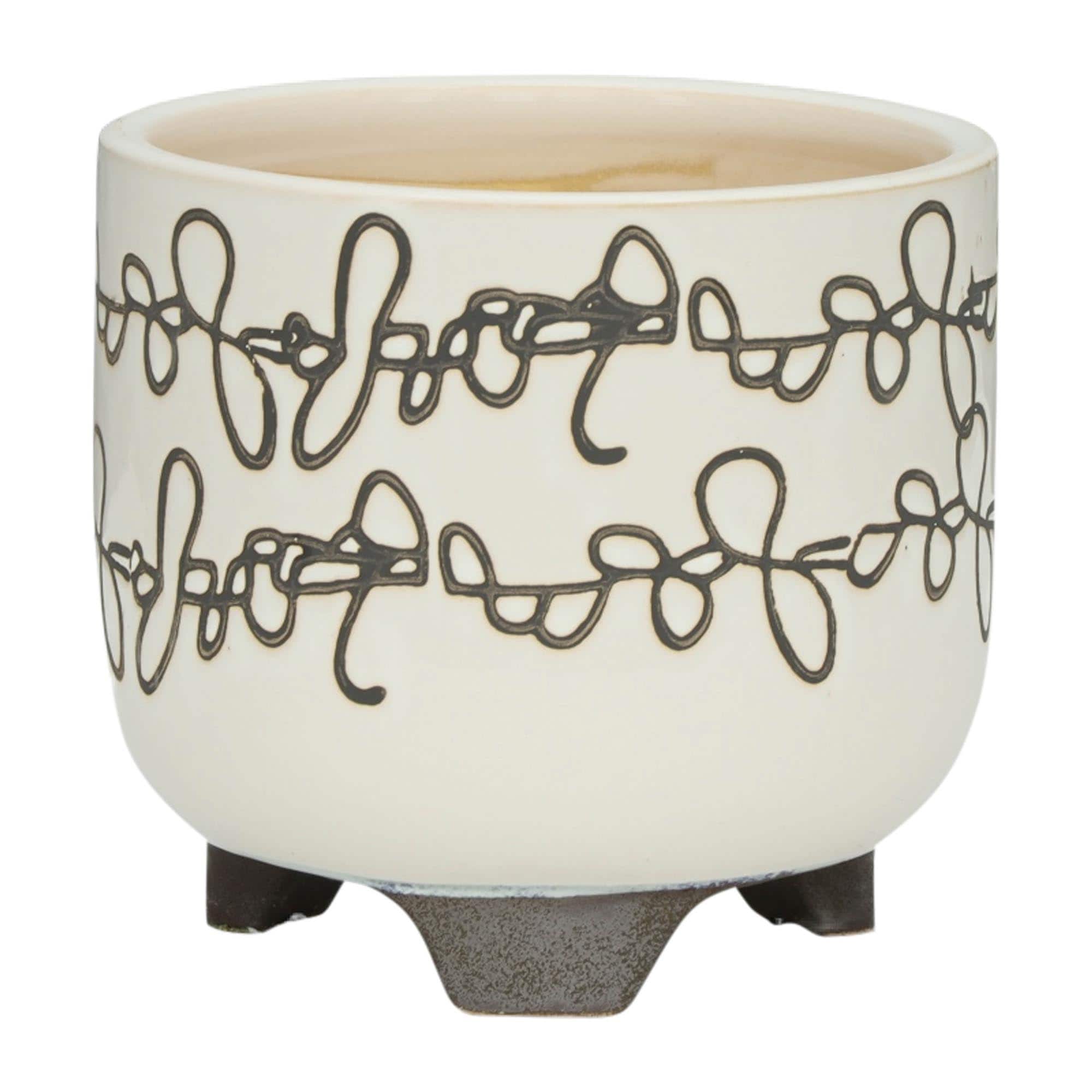 Miki Shinly JJ-6816-16SH Round 8.0-in W Medium White Ceramic Indoor/Outdoor Planter